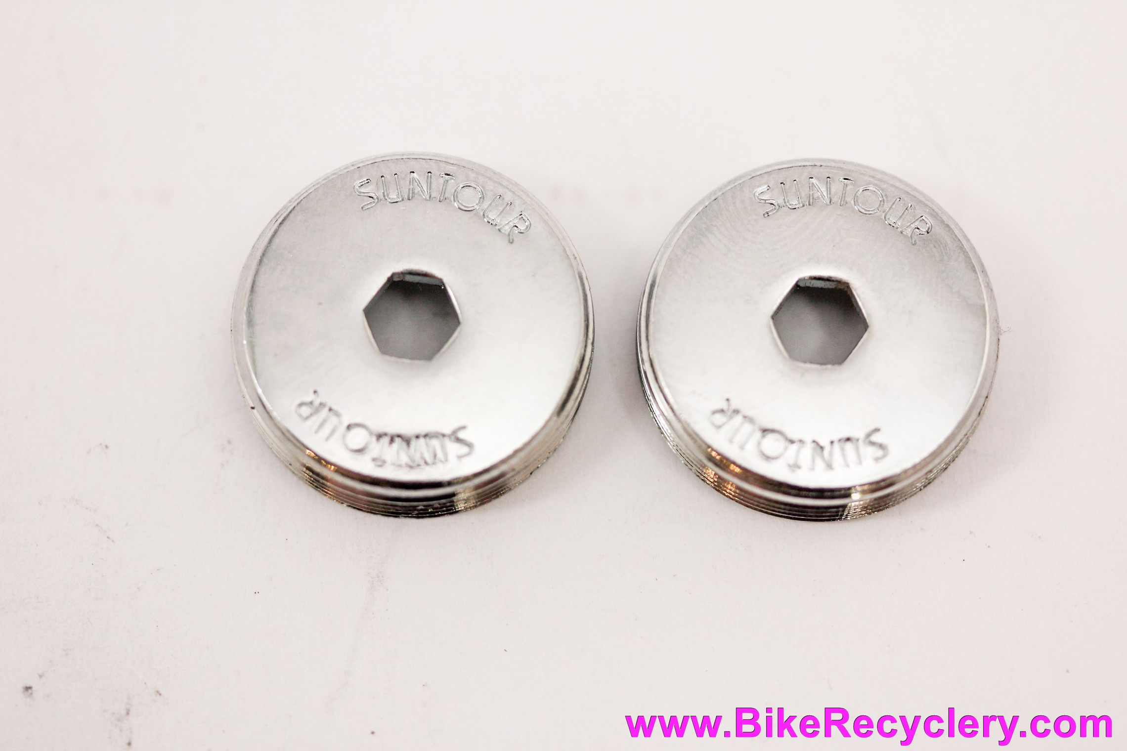 NOS Suntour Superbe Pro Crank Dust Caps: Chrome - 1980's / 1990's - Cyclone - Sprint - BMX - XC