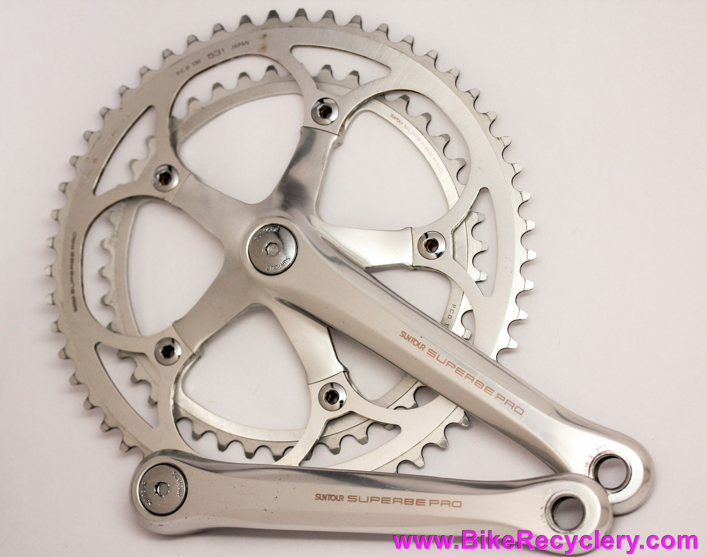 Suntour Superbe Pro CW-SB10 Crankset: 172.5mm x 53/42t x 130mm - Dust Caps  (Near MINT++ <100 Miles)