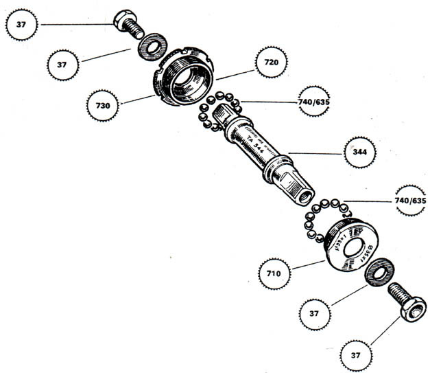 TA Bottom Bracket: 114.5mm x 68mm - For Double - #344 Spindle