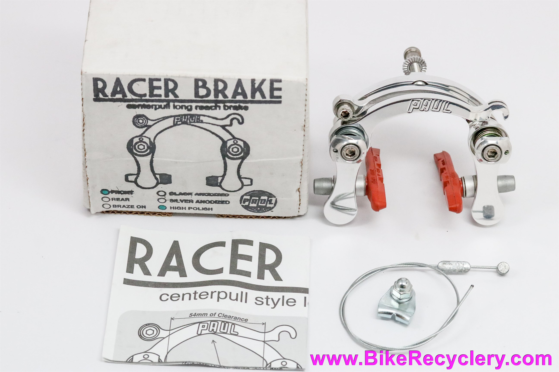 Paul Racer Front Centerpull Brake: High Polished 57mm-72mm (NEW