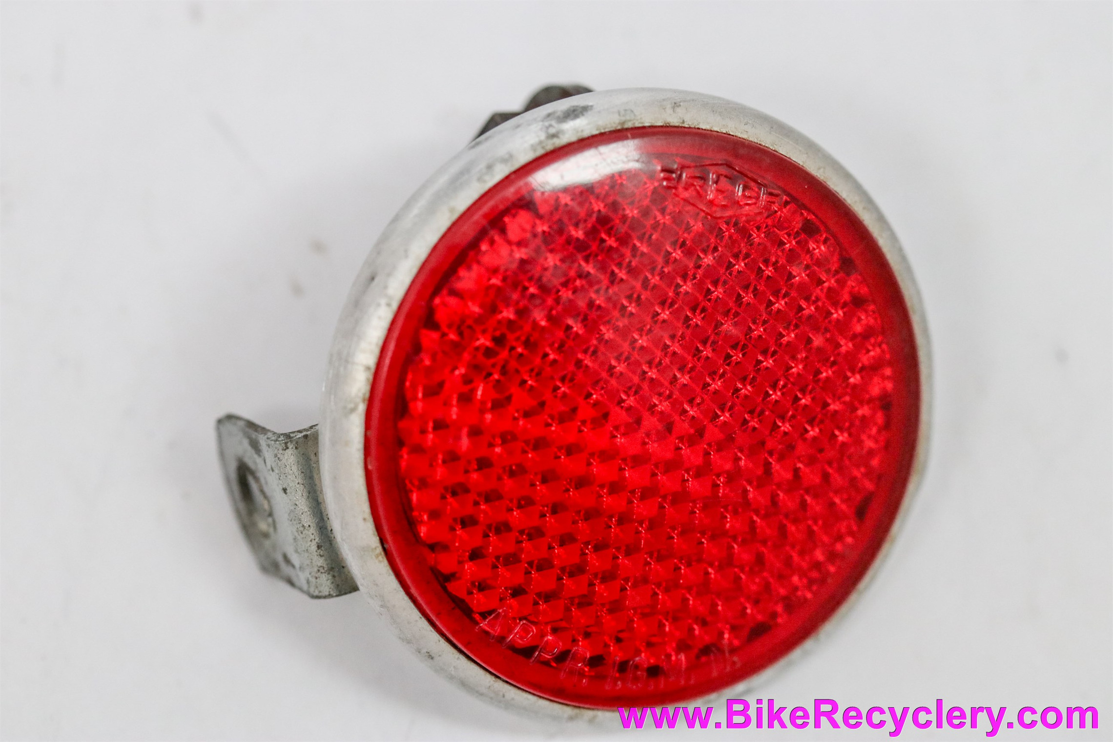 REG Bicycle Reflector: Red - Vintage 1960's 1970's - Alloy Back - L Bracket