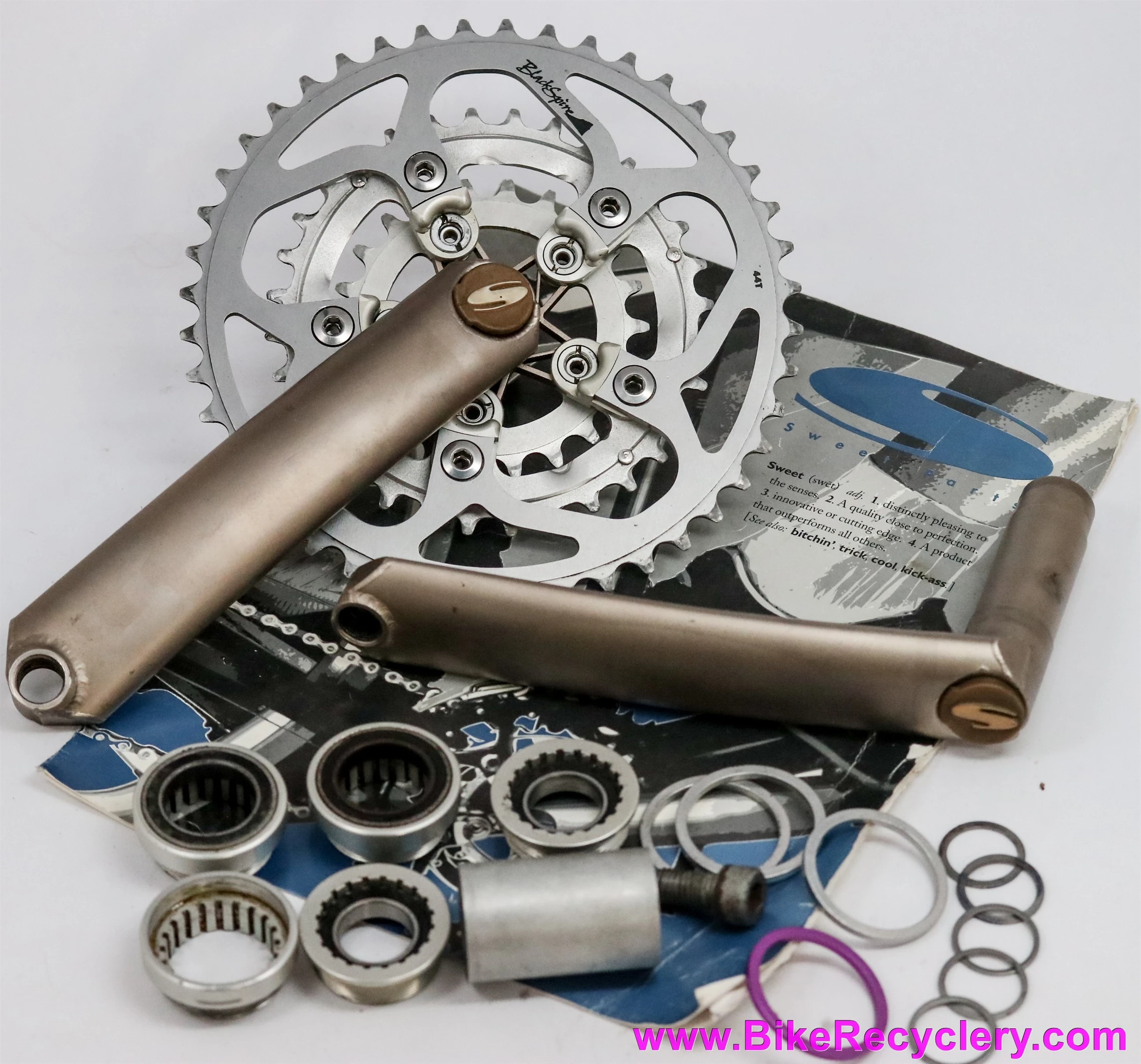 Sweet Wings Crankset + BB + Catalog: 175mm x 44/32/22t - Dust Caps - 1990's Retro MTB (Near Mint+)