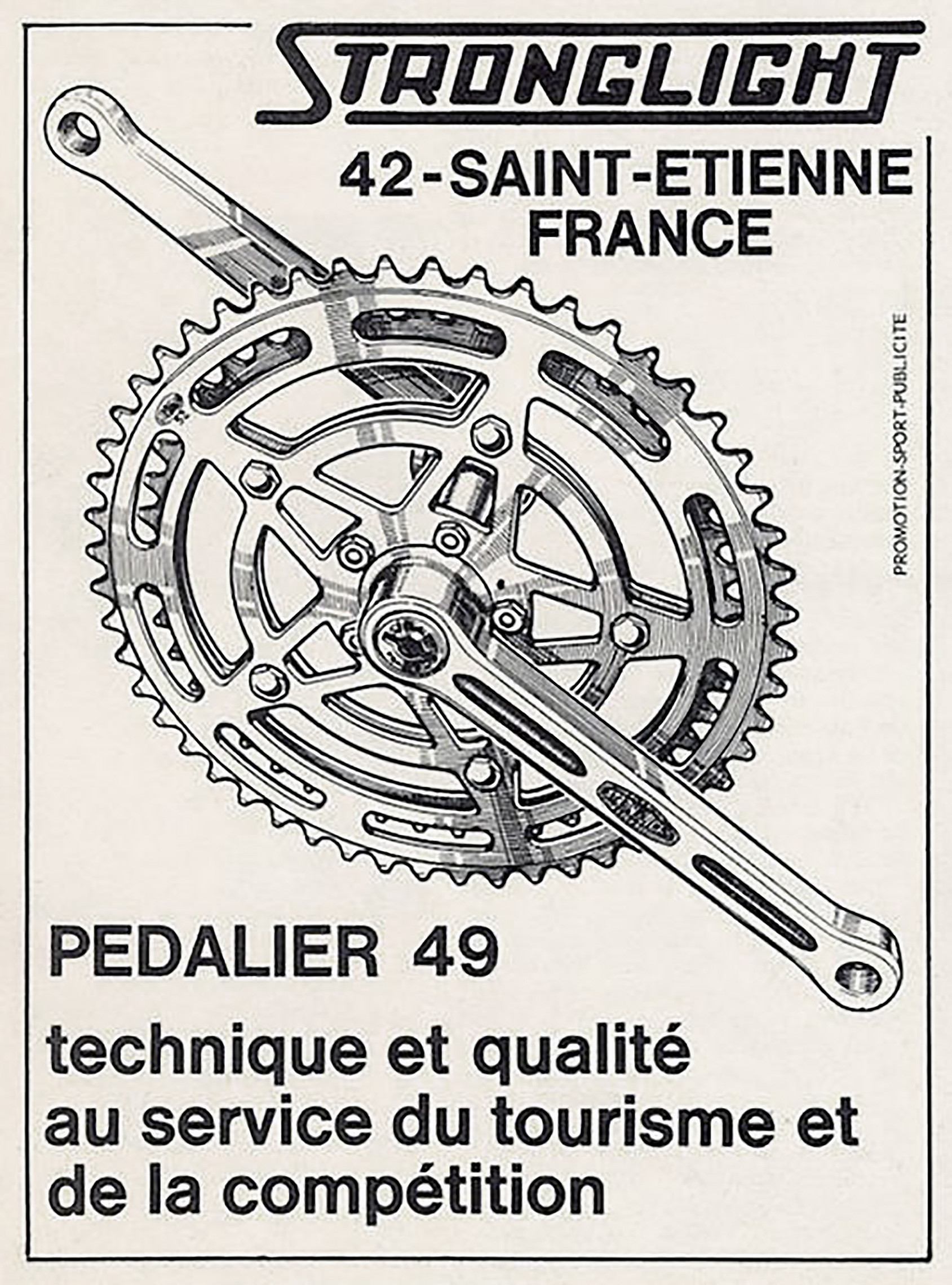 Stronglight 49D Cyclotourist Crankset: 170mm - 50/40t - 1963-1973  - French (Near Mint+)