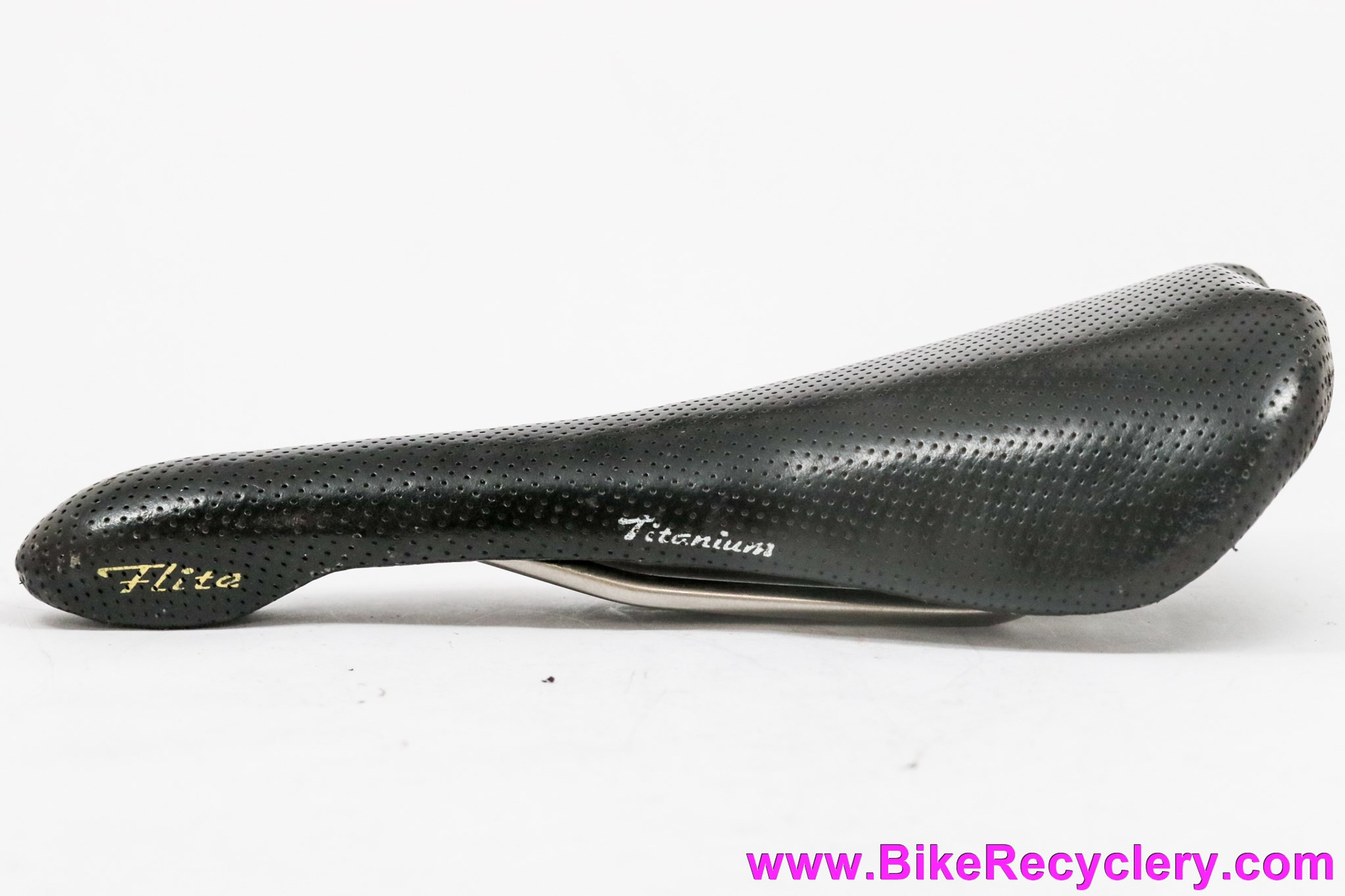 1st Gen Selle Italia Flite Titanium Saddle: Perforated Black Leather - 1997 (EXC+)