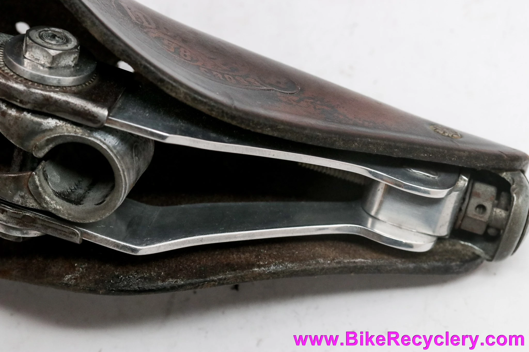 Ideale 58 Cyclo-Cross Leather Saddle: Alloy Duralumin Rails & #4 Clip - 1950's (Rideable + EXC+)