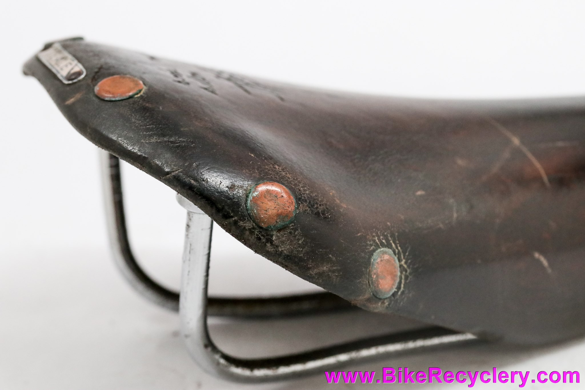 Ideale TB 90-CR Daniel REBOUR Leather Saddle: Antique Brown - Copper Rivets