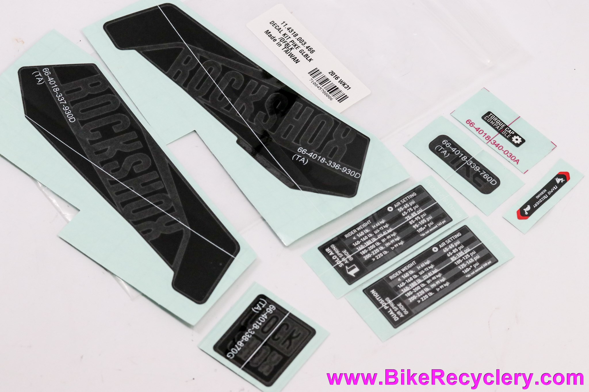 RockShox Pike 2016/2017 Stealth Replica Decals – Fork Sticker Kit, Brand New