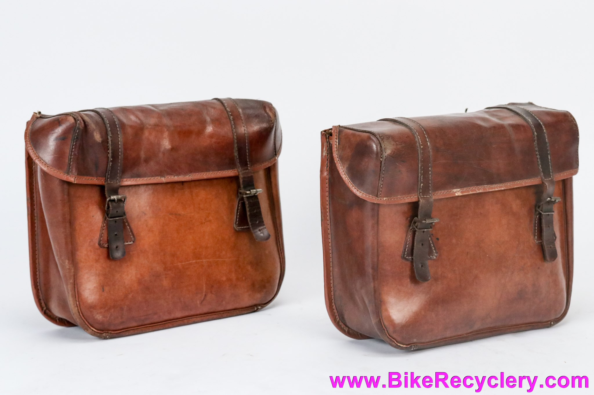 Vintage Leather Panniers For Bicycles French Leather Pannier Set