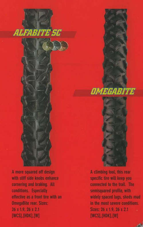 NOS Ritchey WCS Alfa-Bite + Omega-Bite Tires: Red + Skinwall - 26