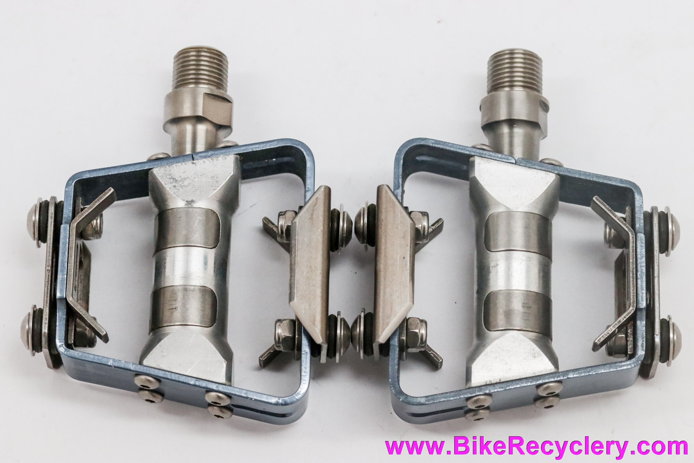 NOS Grafton Speed Traps Cross Pedals: Titanium - Blue Graphite Ano -  Clipless or Toe Clips - Bike Recyclery