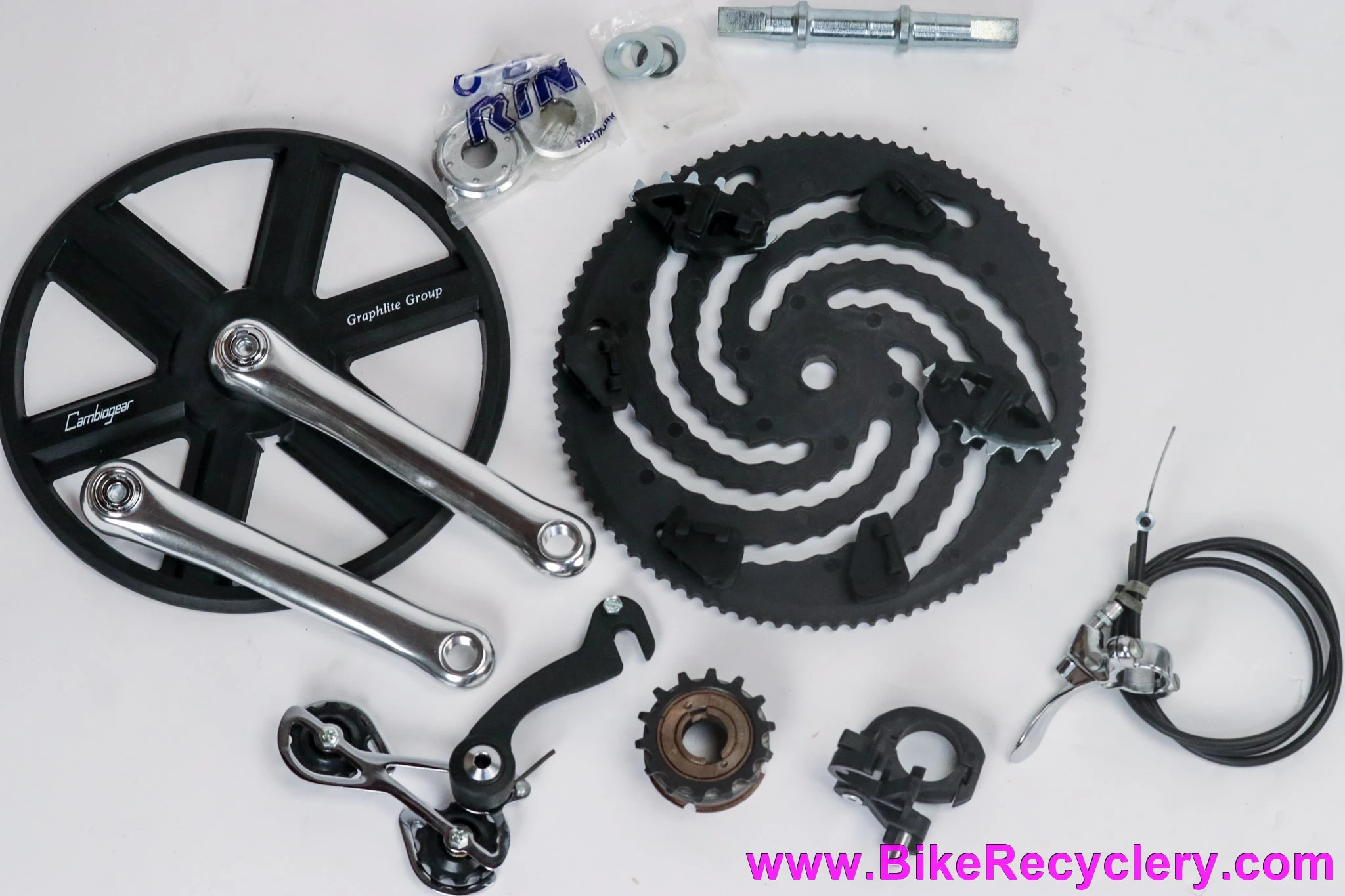 NIB/NOS Rino Excel Cambiogear Groupset: Bizarre Expanding Chainring - 16 Speed - Graphite - 1980's USA Made