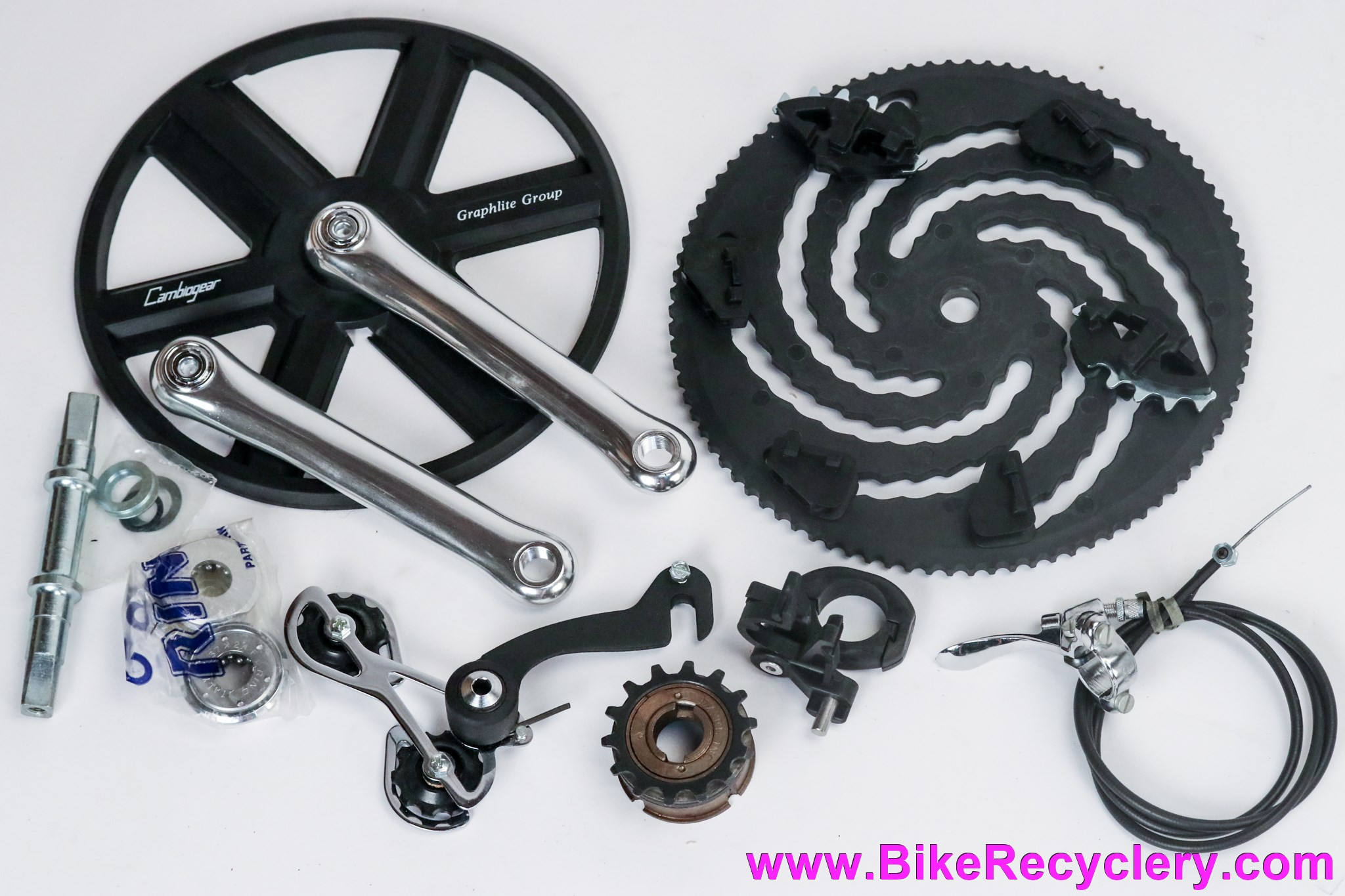 NIB/NOS Rino Excel Cambiogear Groupset: Bizarre Expanding Chainring - 16 Speed - Graphite - 1980's USA Made