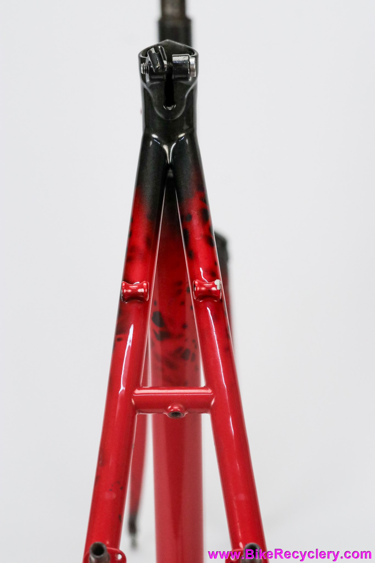 57cm Land Shark Cyclocross / Gravel Frameset: SPIDERS! Fillet Brazed Steel - Il Vecchio - Fender & Rack - Metallic Crimson Red & Deepest Black Goth