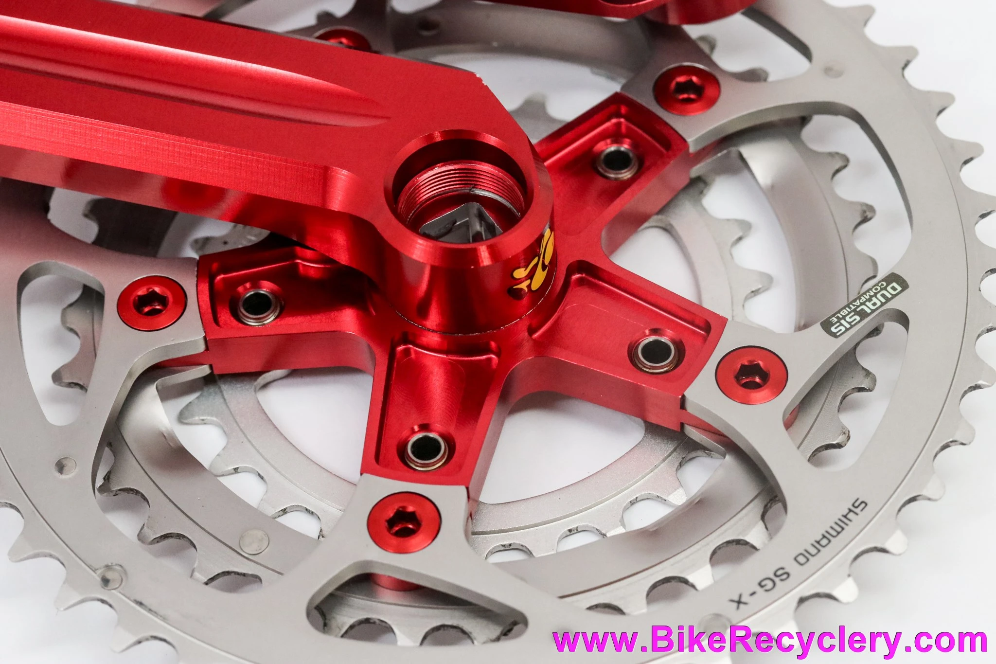 NOS Caramba Double Barrel Crank Arms + XTR FC-M900 Chainrings: 175mm x 46/36/26t - Red Ano - 1990's (Take-Off)