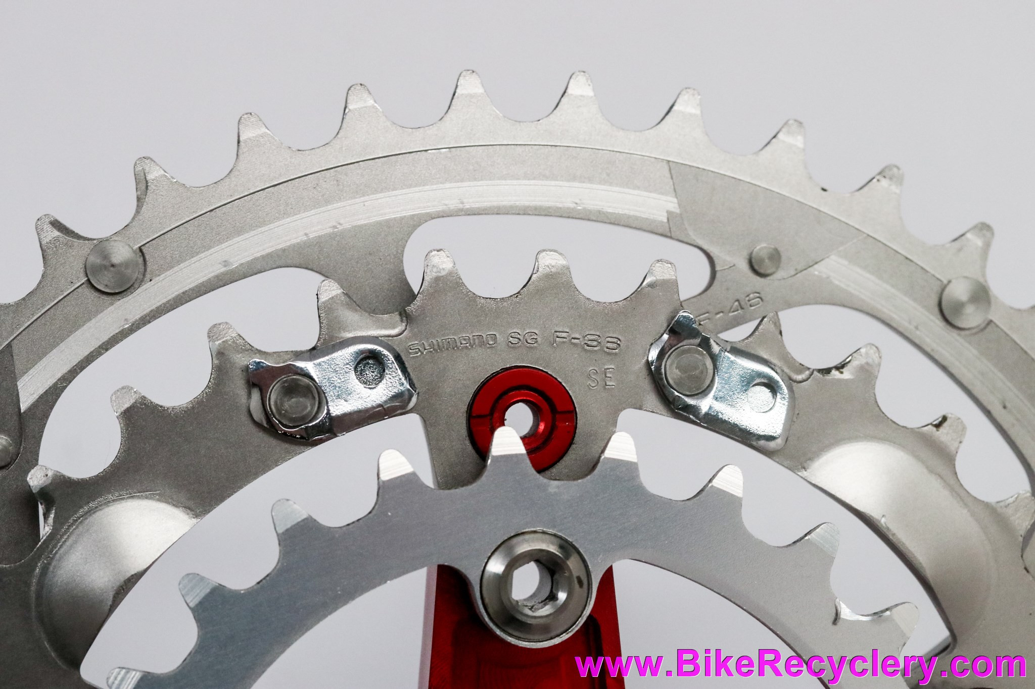 NOS Caramba Double Barrel Crank Arms + XTR FC-M900 Chainrings: 175mm x 46/36/26t - Red Ano - 1990's (Take-Off)
