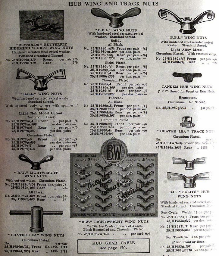 B.B.L. Wing Nuts: 5/16" - Steel - 1940's 1950's - British - Chrome - Wrench Flats (Pair, EXC)
