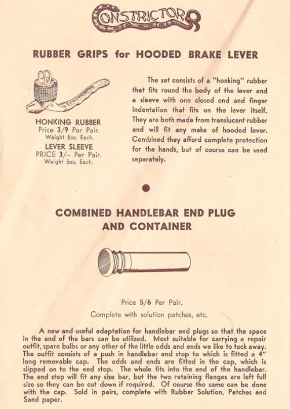 Constrictor Combined Handlebar End Plugs: 1950's - Patch Kit & Weed Stash - RARE!!! 