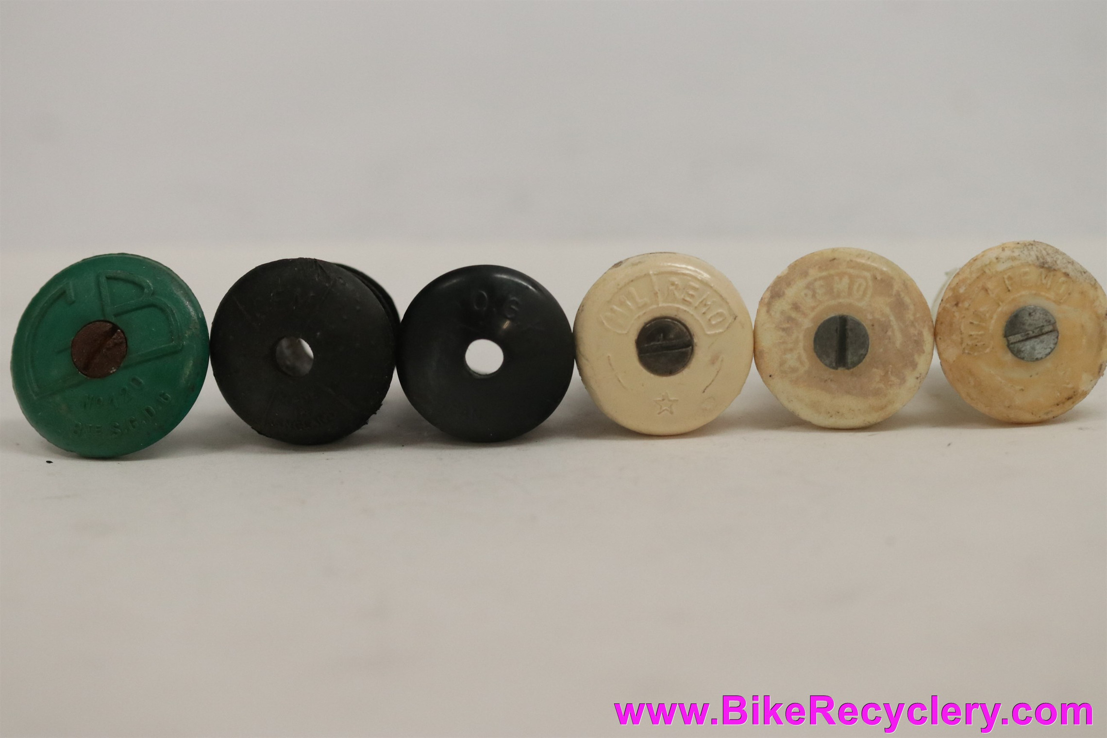 Handlebar End Plugs Lot: 1940s 1950's French / British - GEM - GB 30mm - Milremo - OGK - 6 Pc