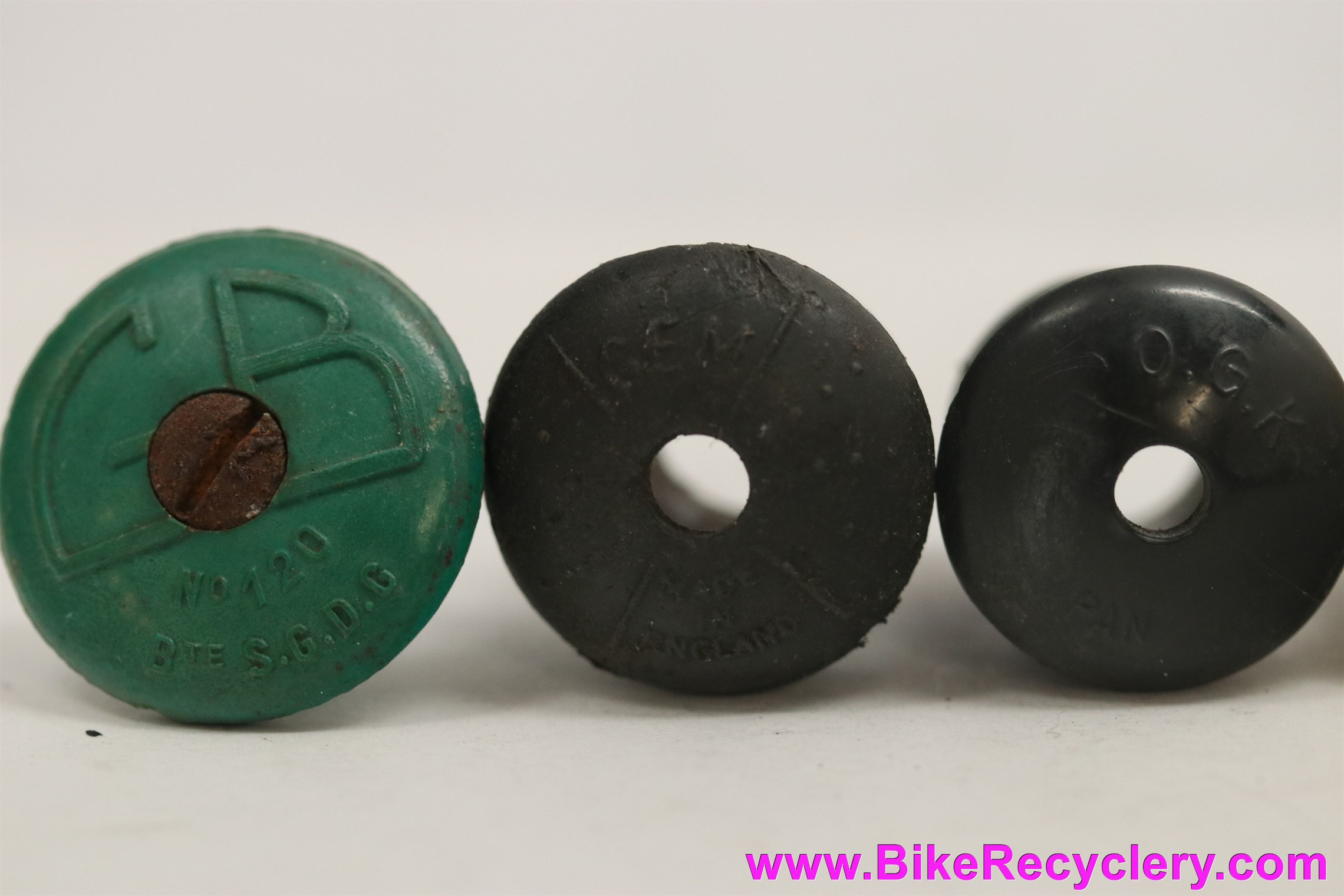 Handlebar End Plugs Lot: 1940s 1950's French / British - GEM - GB 30mm - Milremo - OGK - 6 Pc