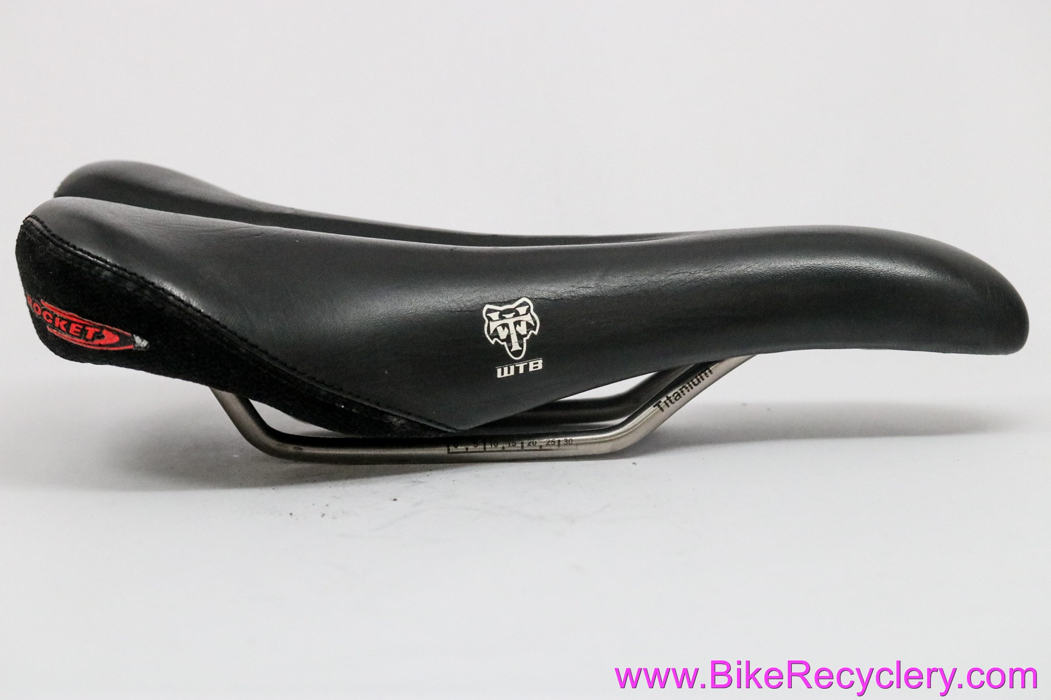 WTB Rocket V Titanium Saddle: Black Leather + Kevlar Corners (Near