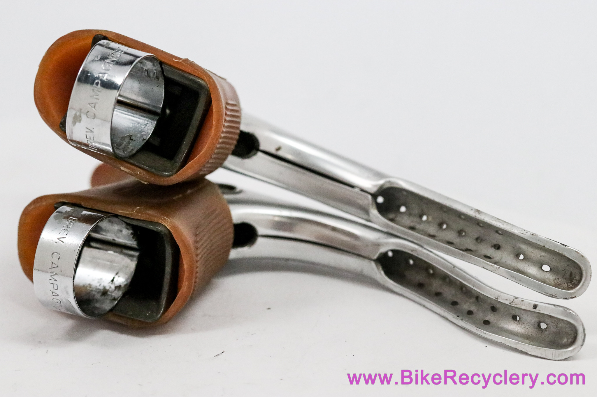 Leviers De Frein Campagnolo Super Record 4062 Percés - Argentés Alu - Occasion état Fonctionnel