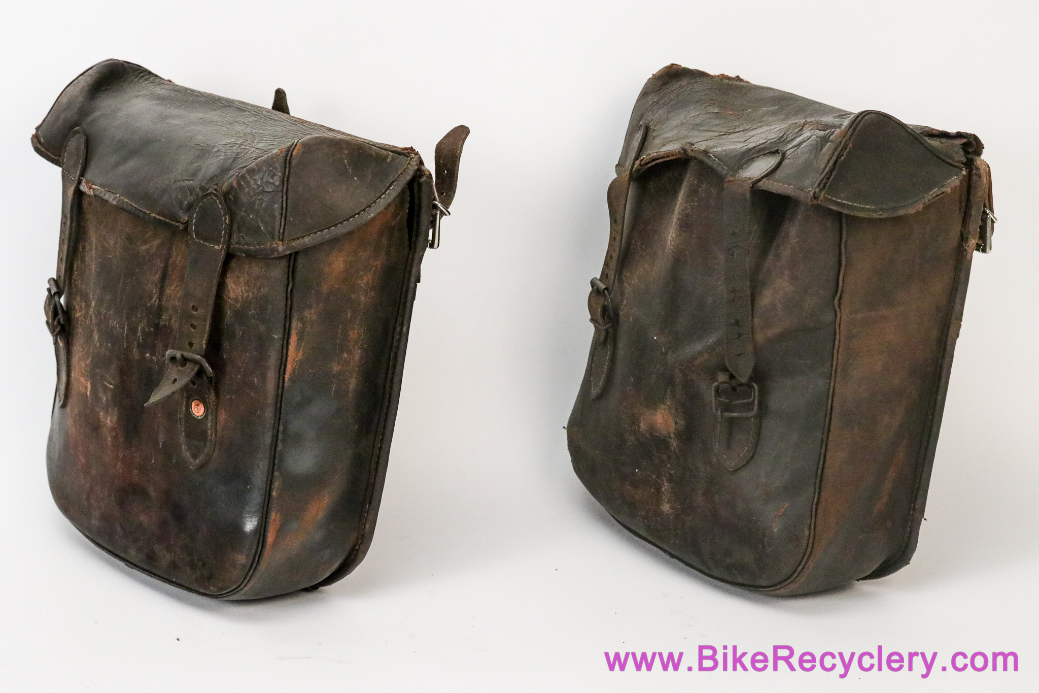 Antique French Leather Pannier Set: 1940