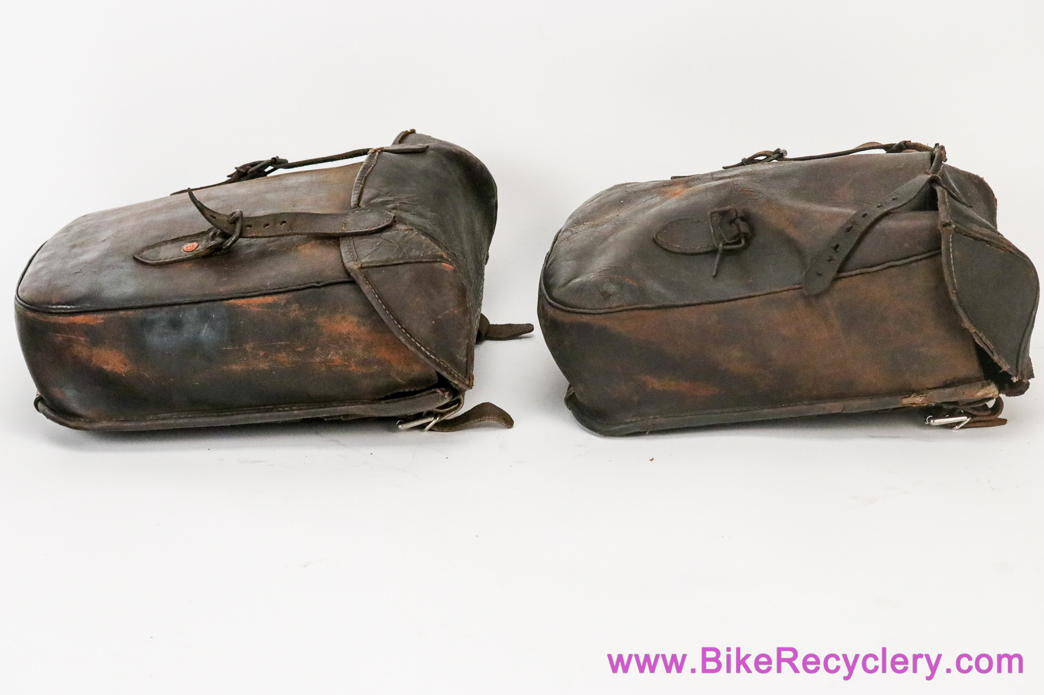 Antique French Leather Pannier Set: 1940