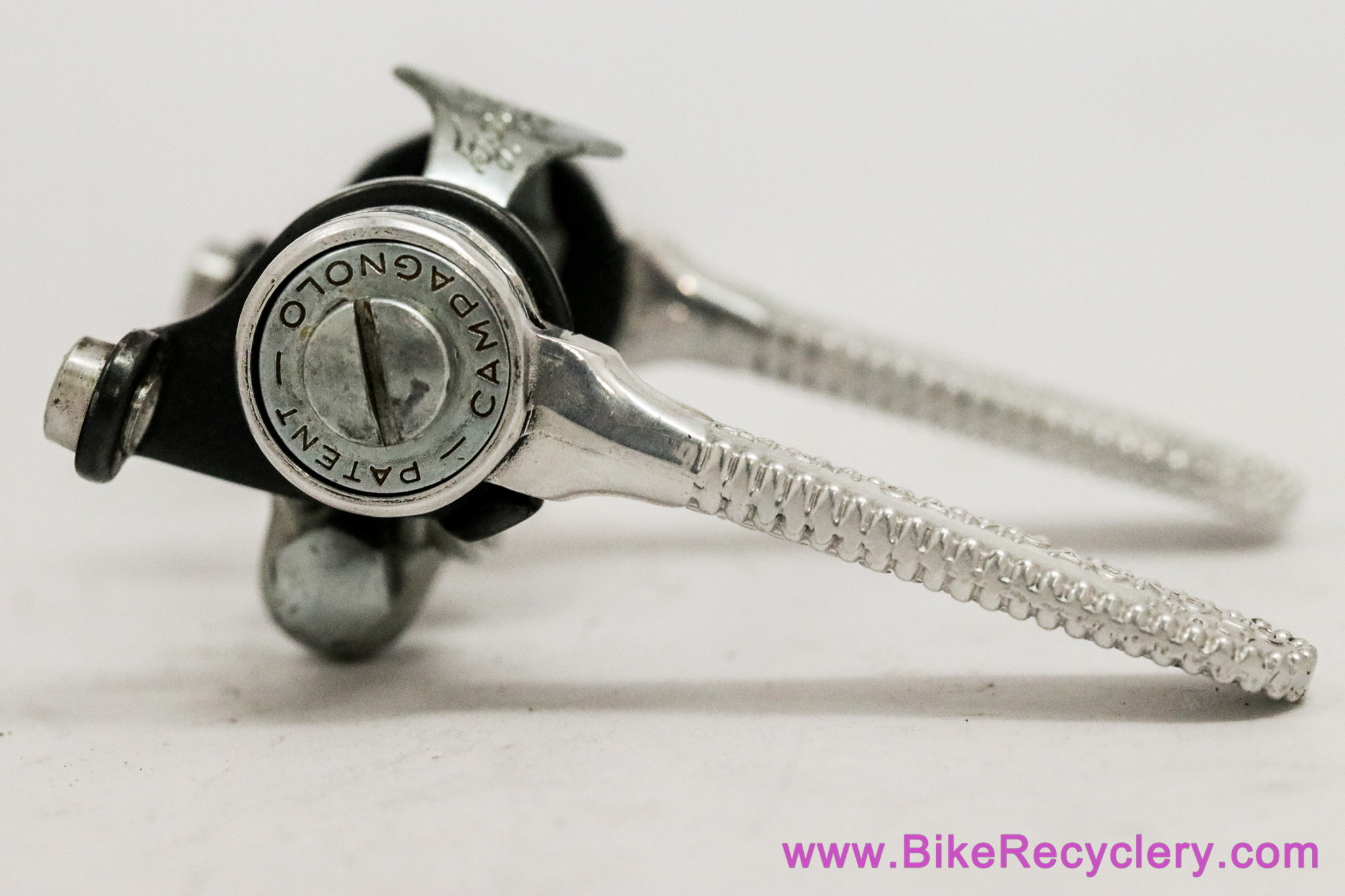 Campagnolo #1014 Nuovo Record Downtube Shifters: Clamp On - Black Cable Stops - Flat Plates/Screws (Near Mint)