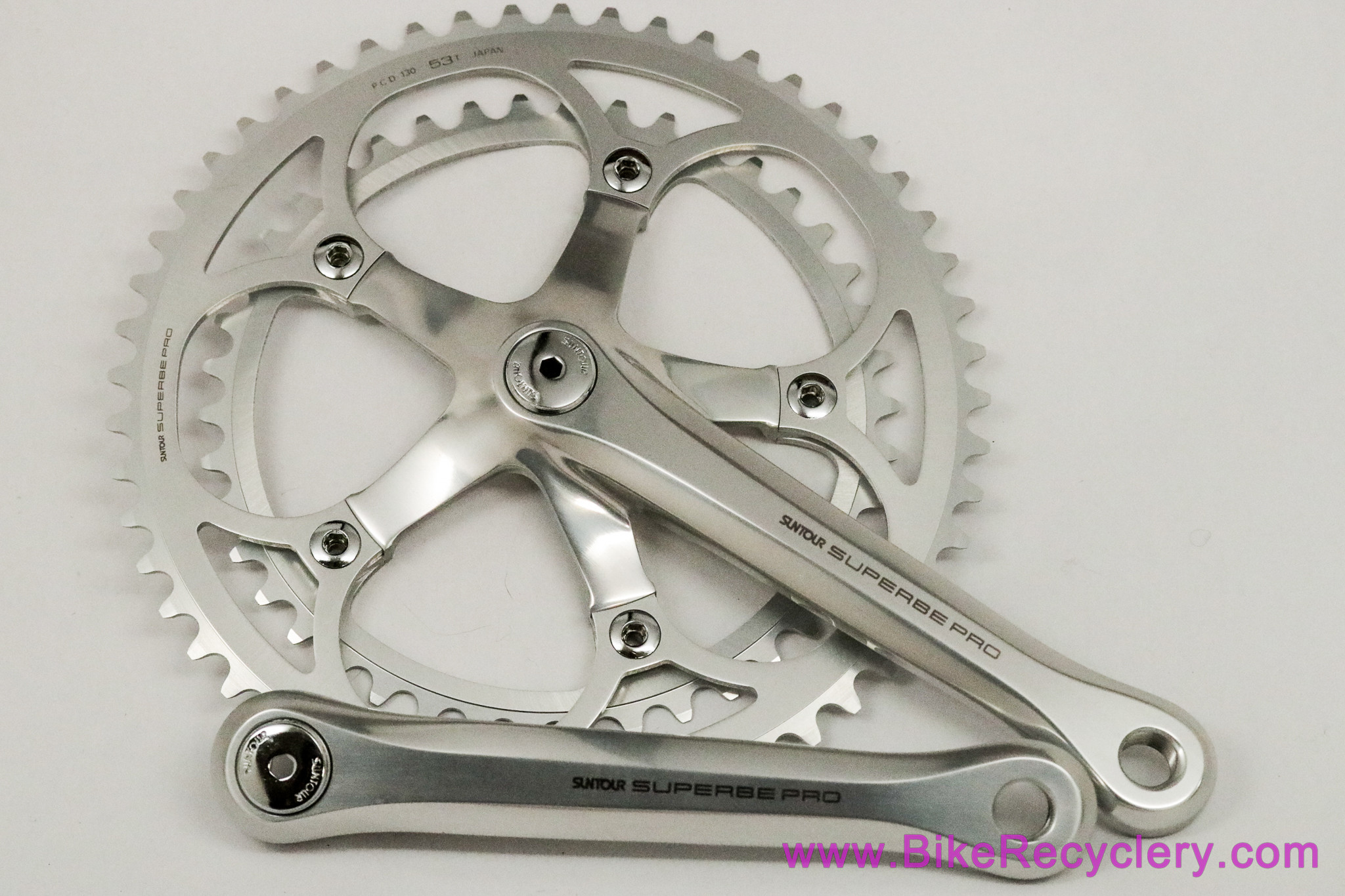 NIB/NOS Suntour Superbe Pro Crankset: CW-SB10 - 172.5mm x 53/42t x 130mm - Dust Caps (Pristine)
