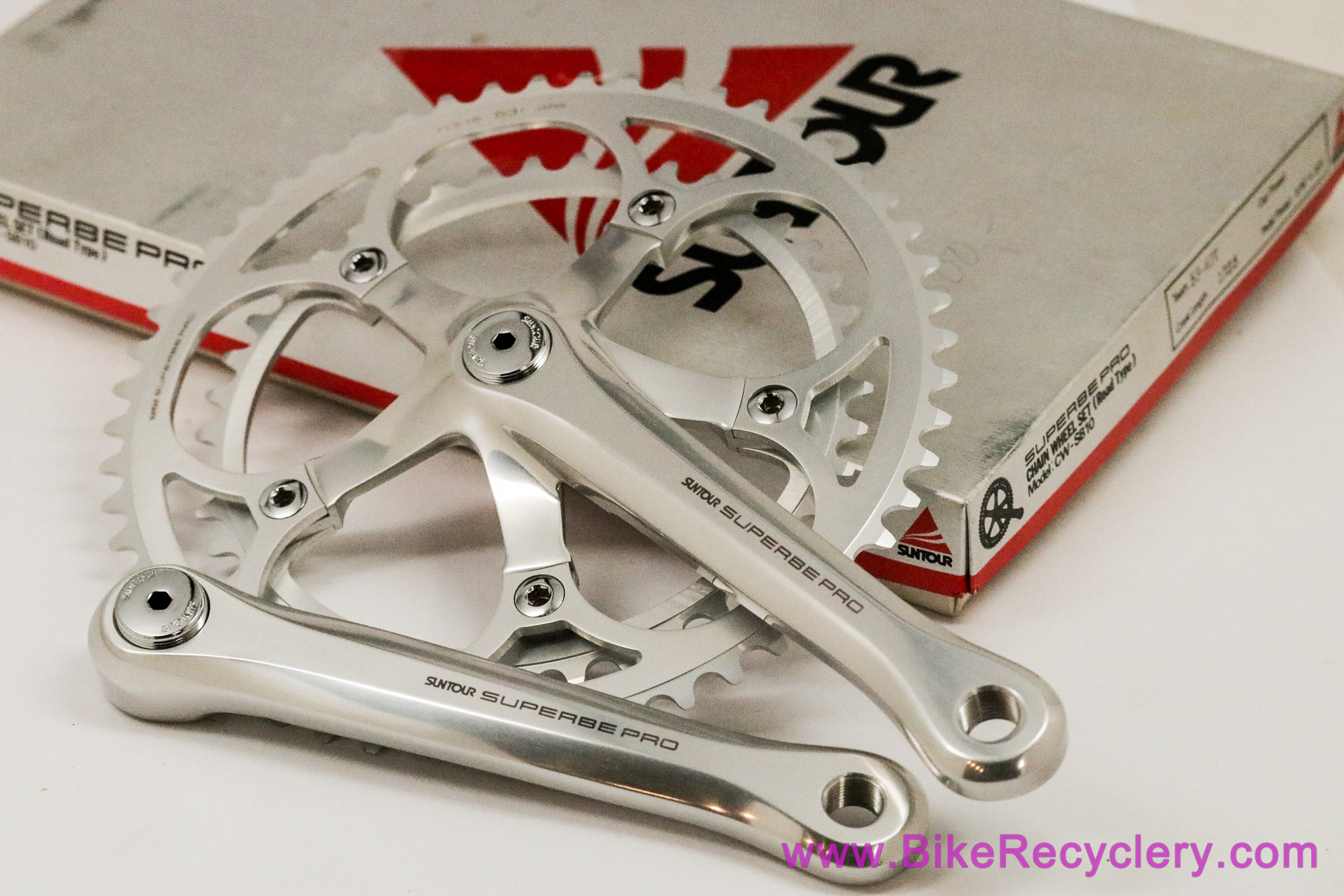 NIB/NOS Suntour Superbe Pro Crankset: CW-SB10 - 172.5mm x 53/42t x 130mm - Dust Caps (Pristine)