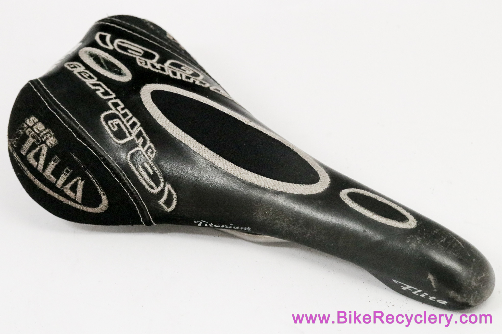 Selle Italia Flite Titanium Genuine Gel:  Black Leather + Kevlar - 1998 