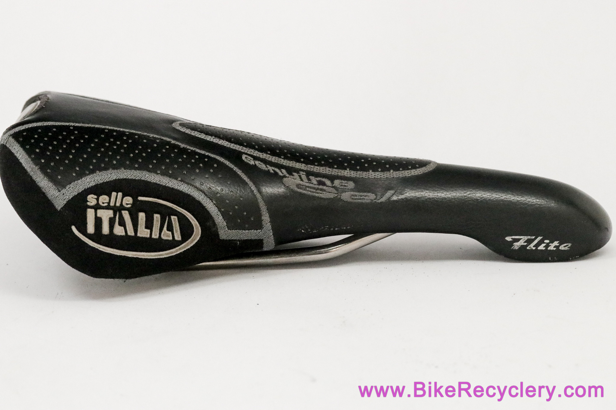 Selle Italia Flite Titanium Genuine Gel:  Perforated Black Leather + Kevlar - 2002 (Near Mint)