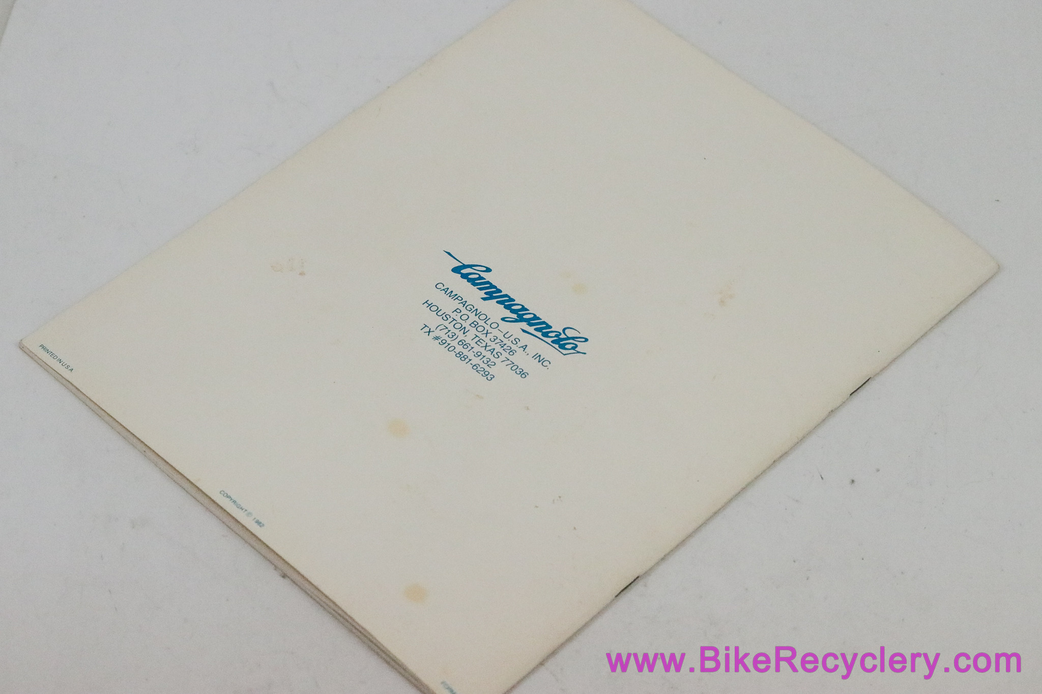Campagnolo Olympic Catalog: 1982 - Collectors Quality & Rare! (MINT)
