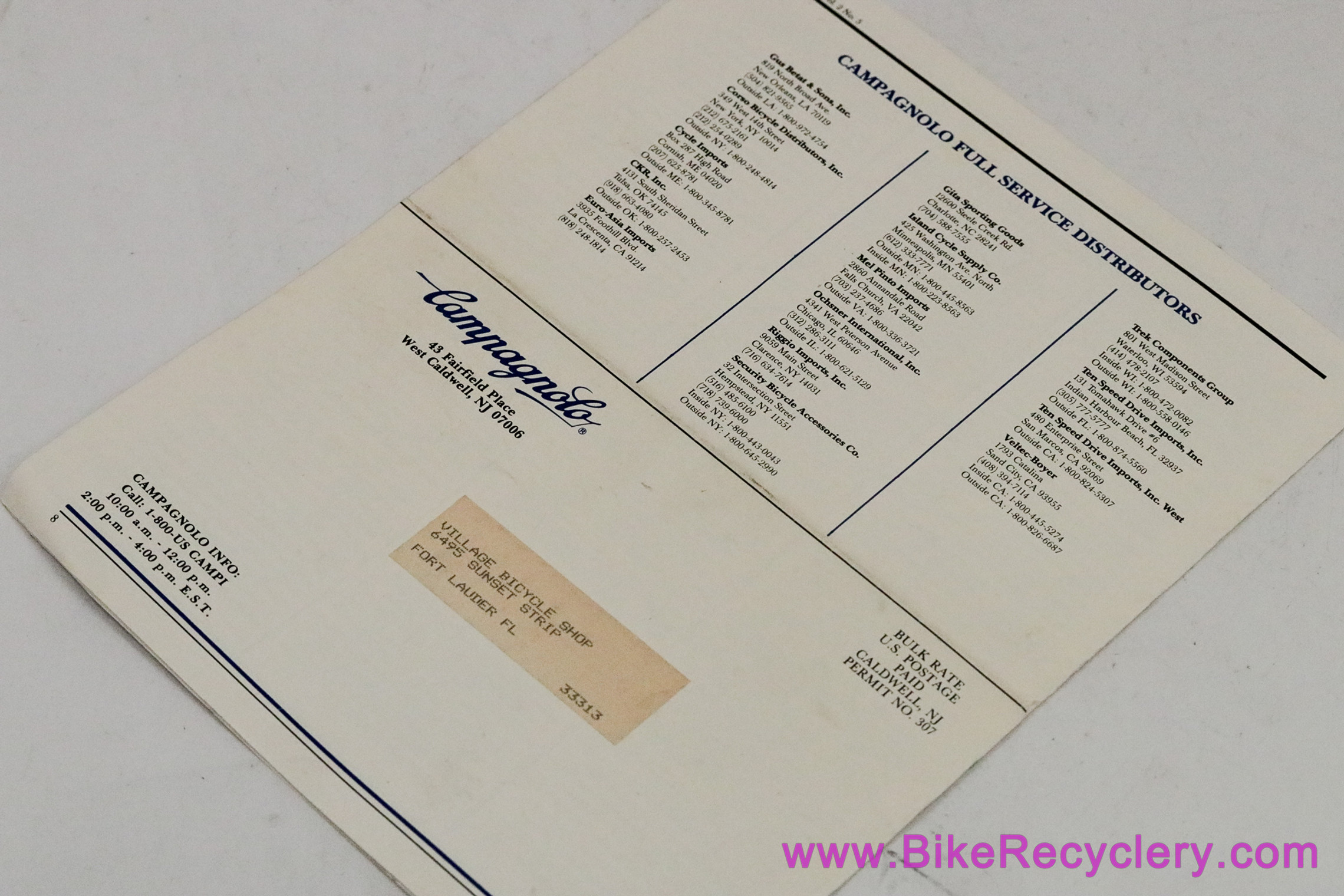 Campagnolo Record News Newsletter Fall 1987 Bike Recyclery