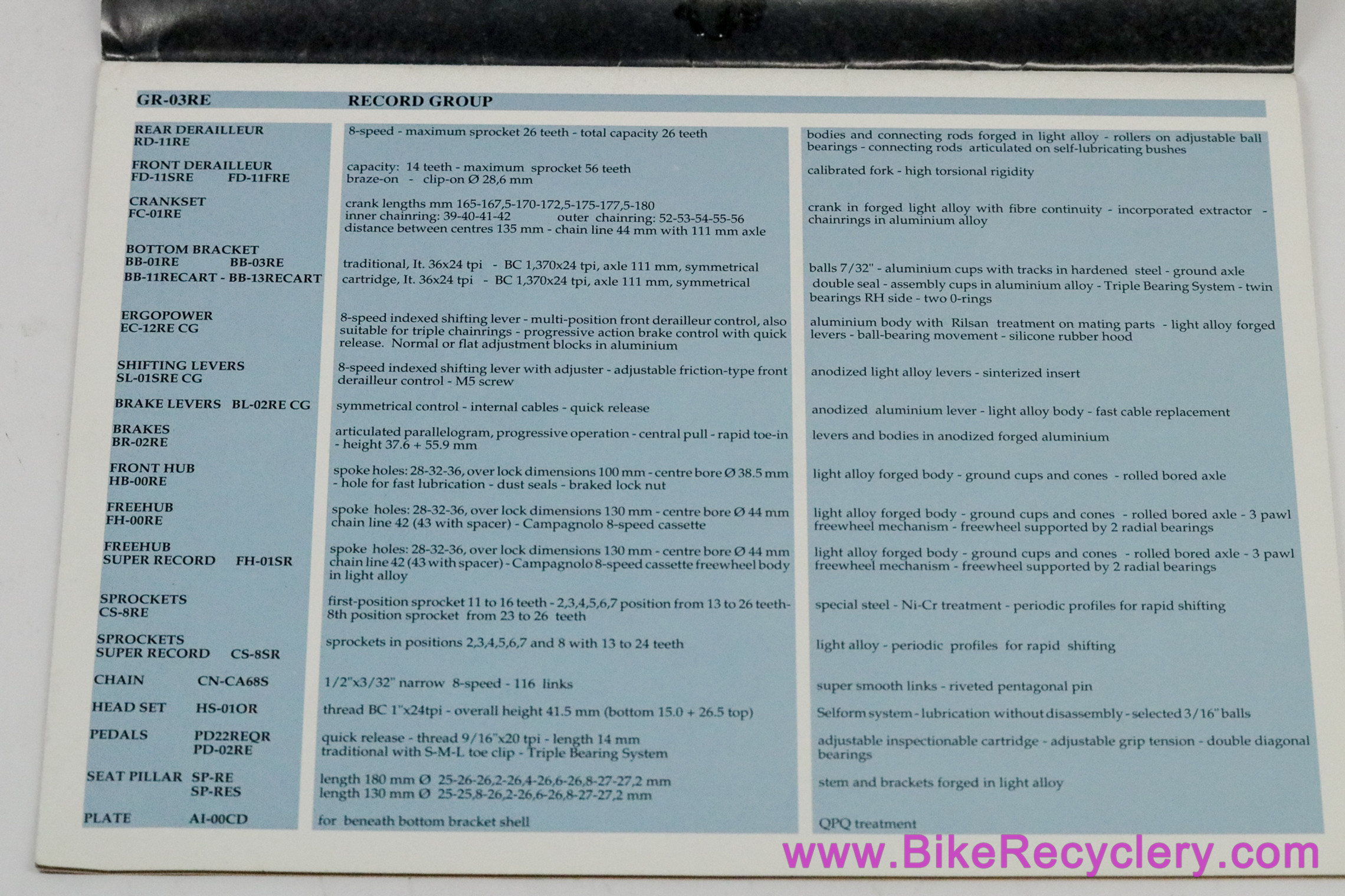 1993 Campagnolo Product Range Catalog + Spare Parts Catalog (MINT