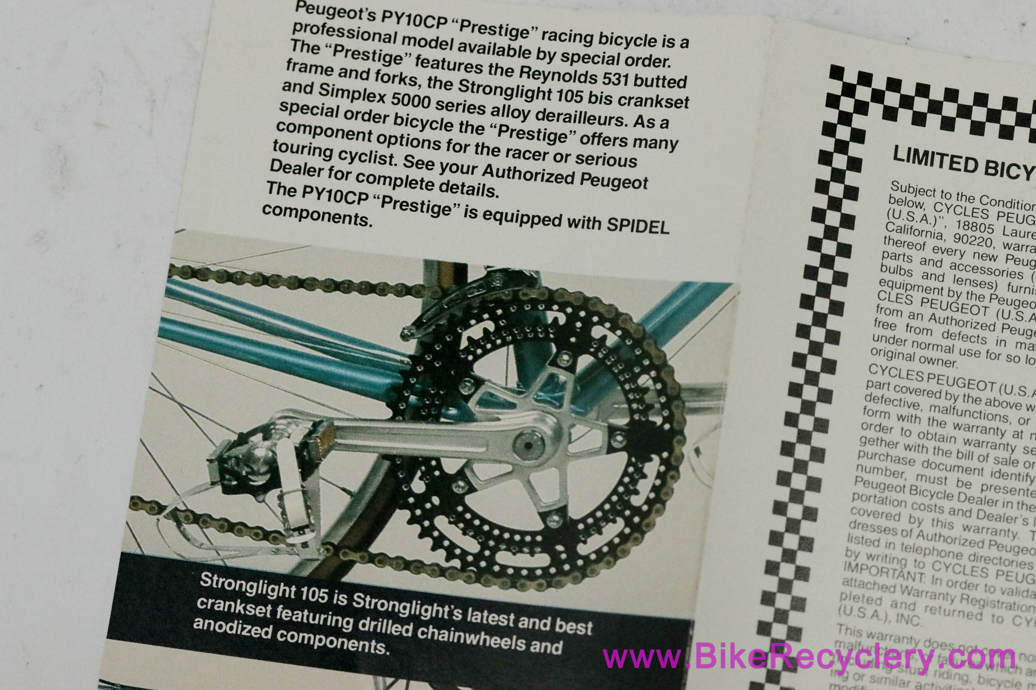 1979 Peugeot Bicycle Catalog / Brochure: PY10CP Prestige / PXN10LE / PKN10E (MINT)