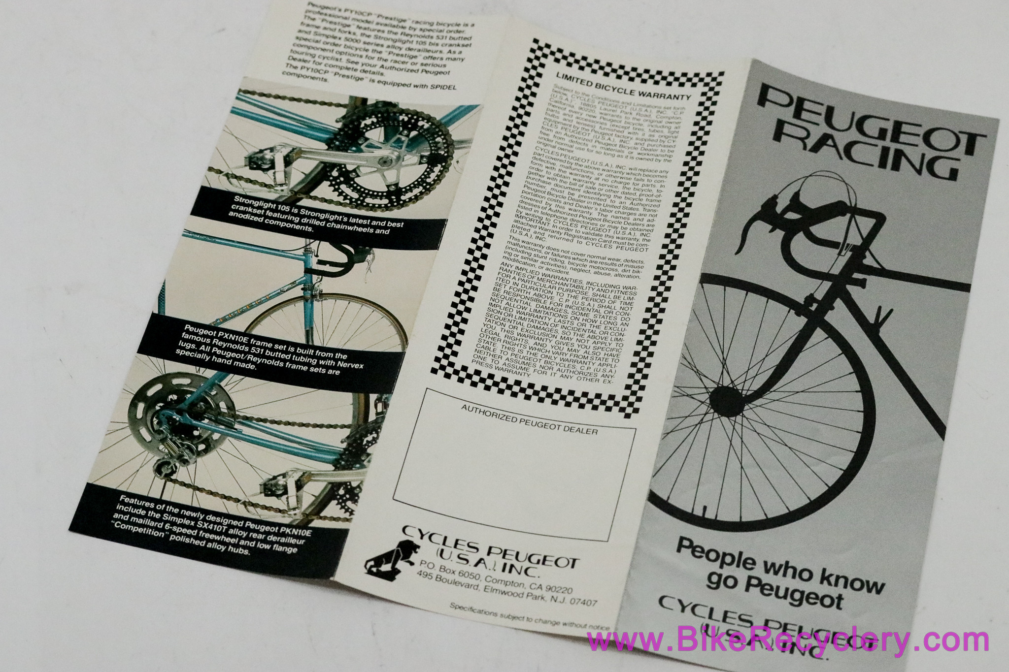 1979 Peugeot Bicycle Catalog / Brochure: PY10CP Prestige / PXN10LE / PKN10E (MINT)