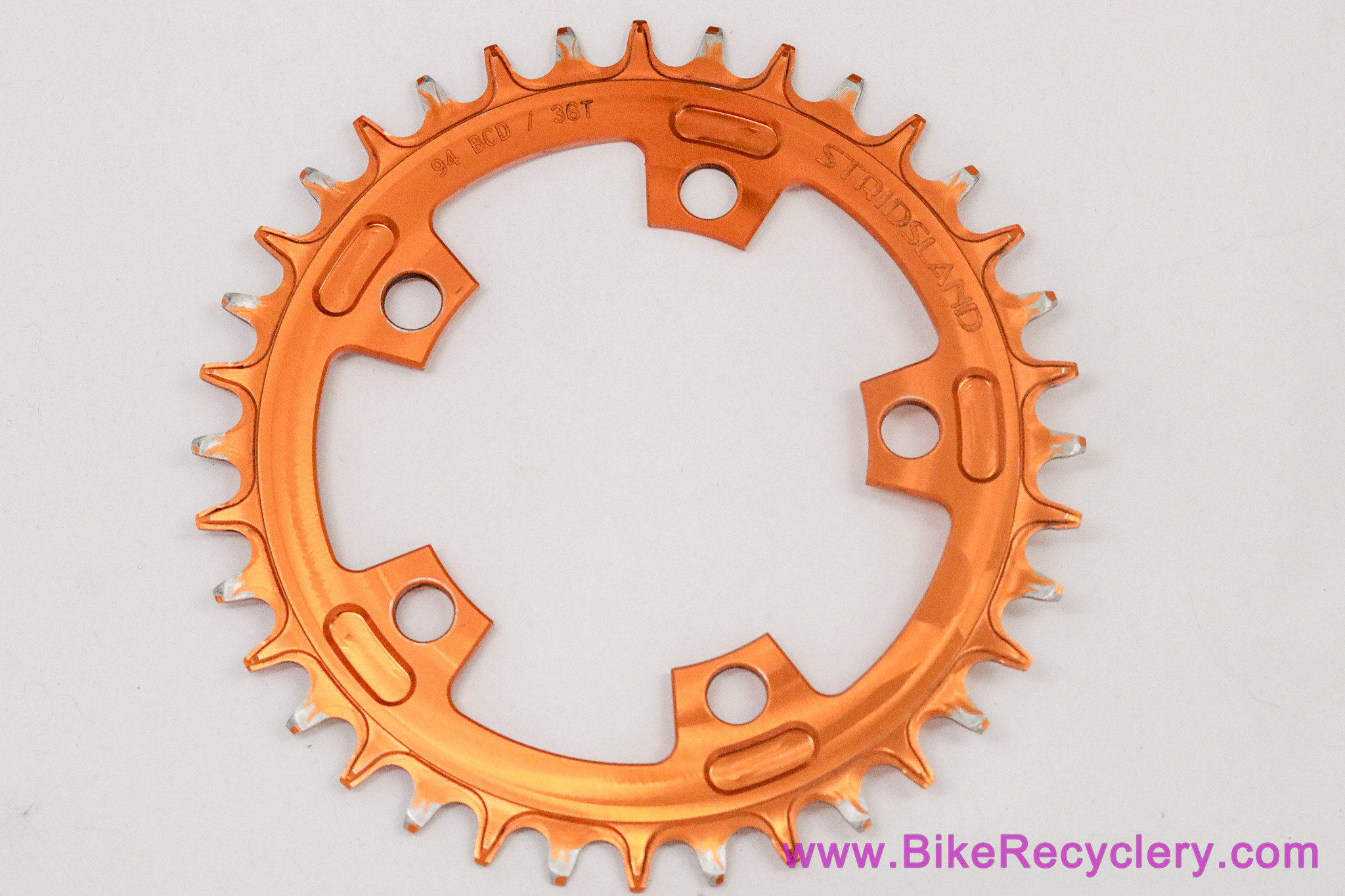 Stridsland 94mm BCD Narrow-Wide Chainring: 36t - Gold/Orange Ano