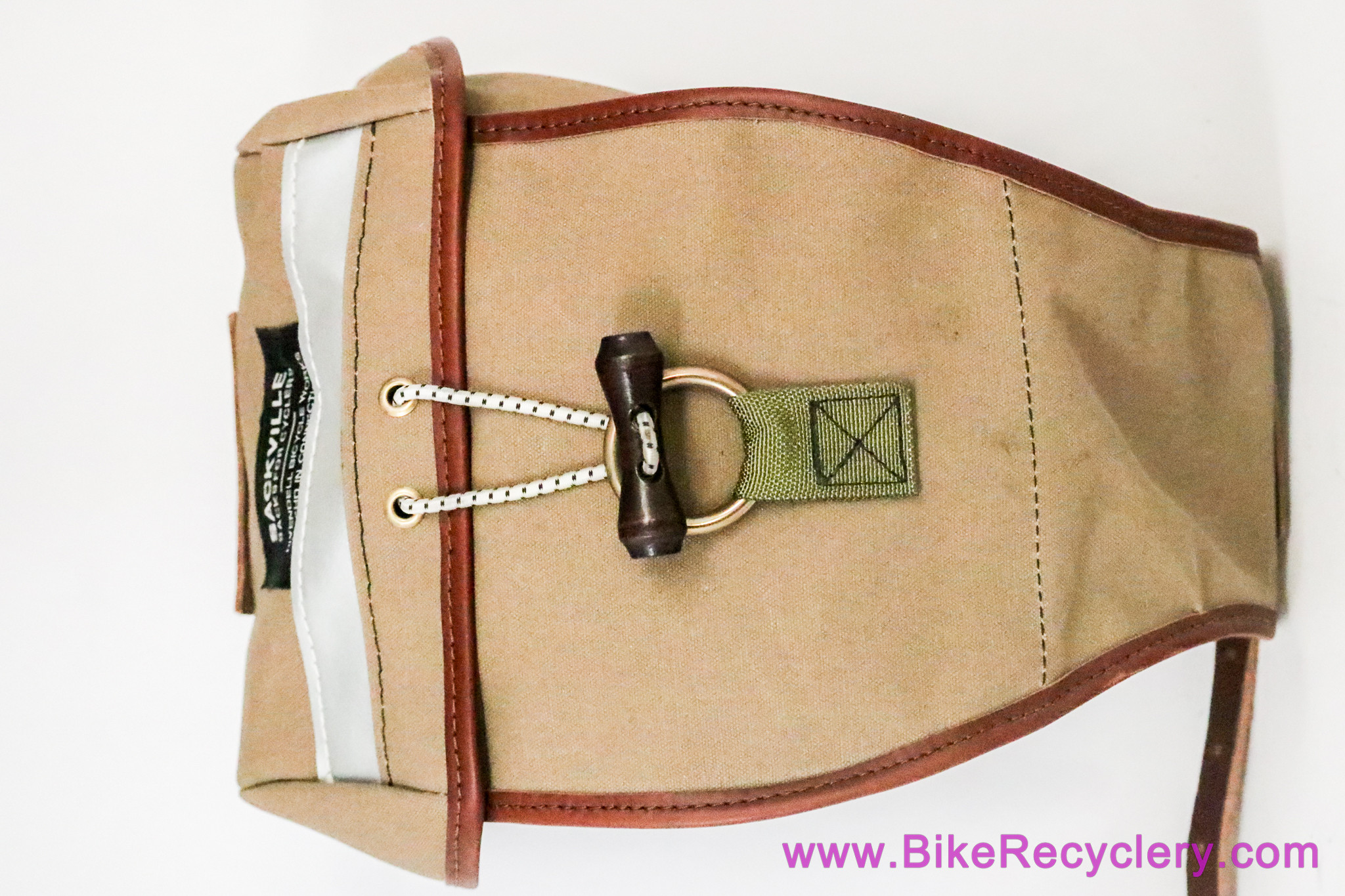 NOS Rivendell Sackville Banana Sack Handlebar / Saddle Bag: Tan + Brown Leather - Waterproof Waxed Canvas