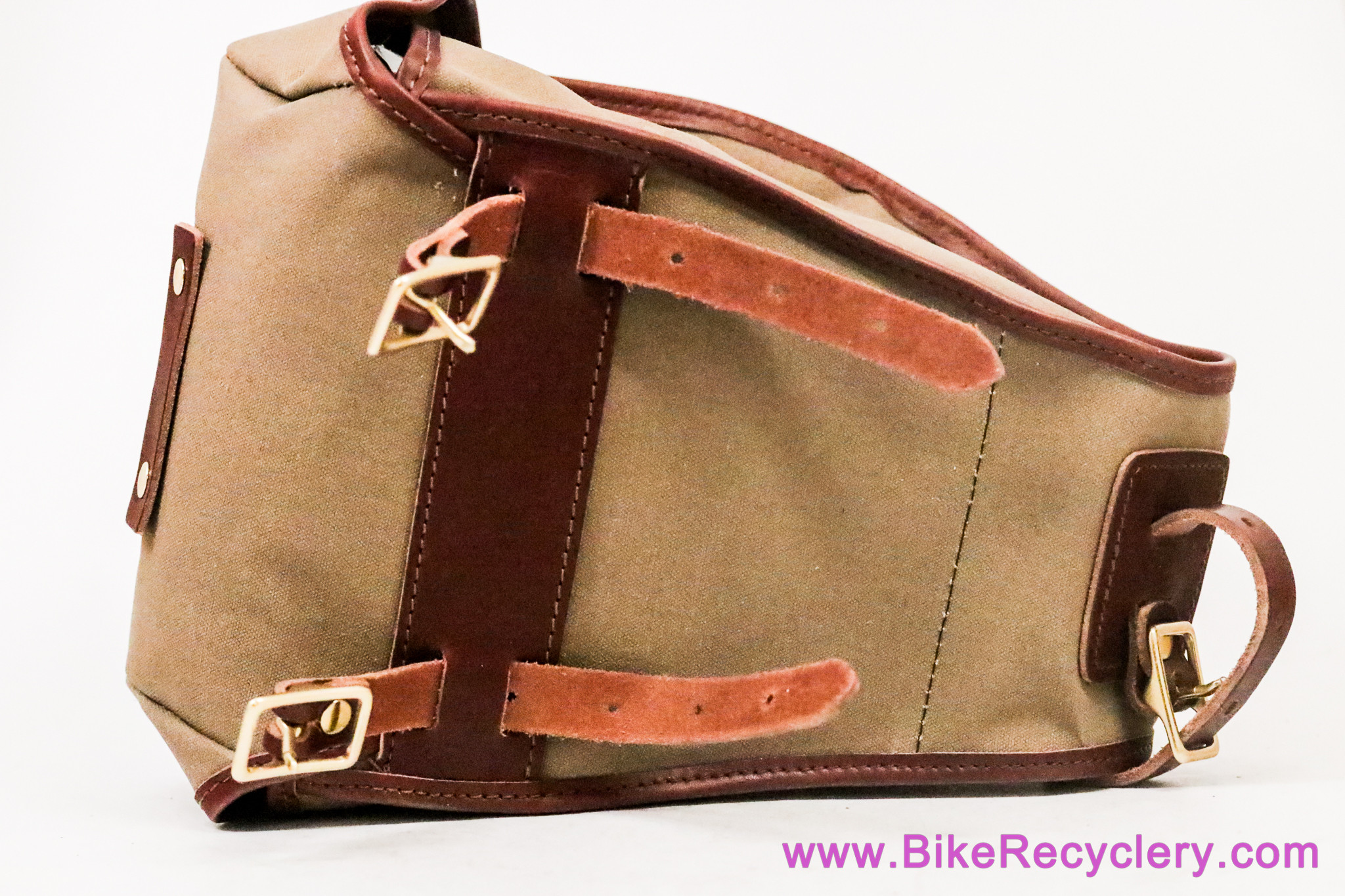 NOS Rivendell Sackville Banana Sack Handlebar / Saddle Bag: Tan + Brown Leather - Waterproof Waxed Canvas