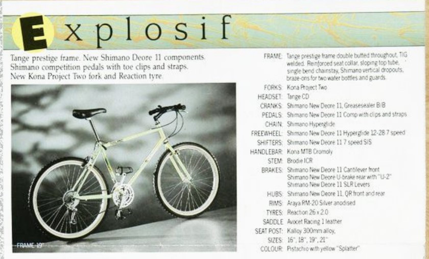 1989 Kona Explosif Frameset: Project Two Fork - 16" - Pistachio - U-Brake - Original Paint - Tange Prestige