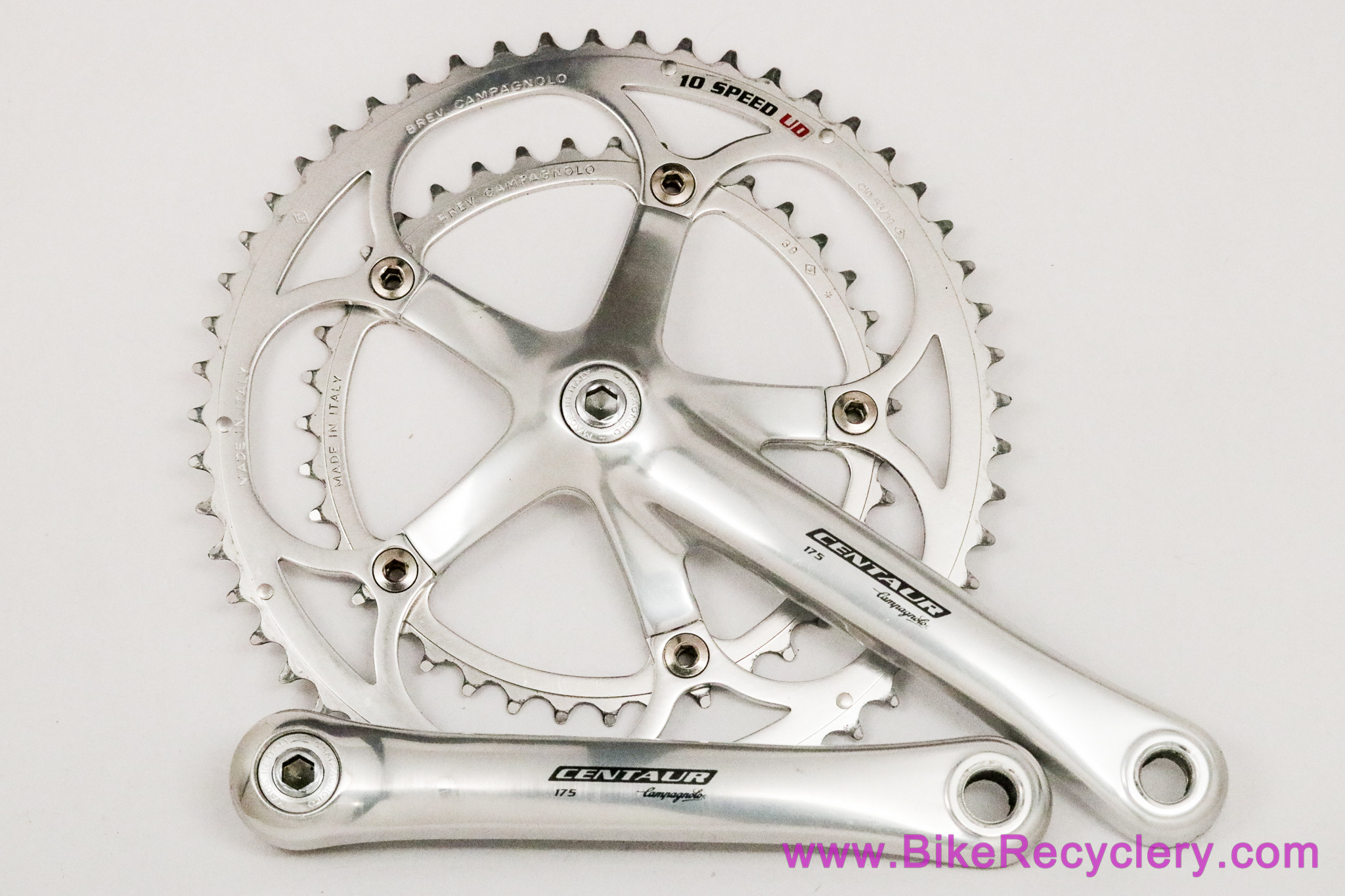 Campagnolo Centaur 10 Speed Crankset: Square Taper - 175mm x 53/39t - Silver (Near Mint Low Miles)