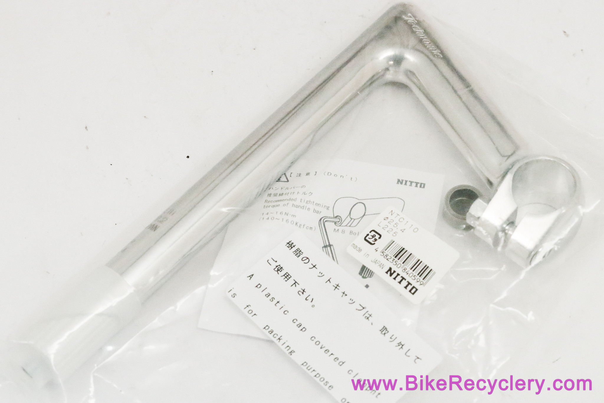 Nitto Technomic NTC-110 Tall Quill Stem: 110mm x 25.4mm x 225mm Tall (NEW)