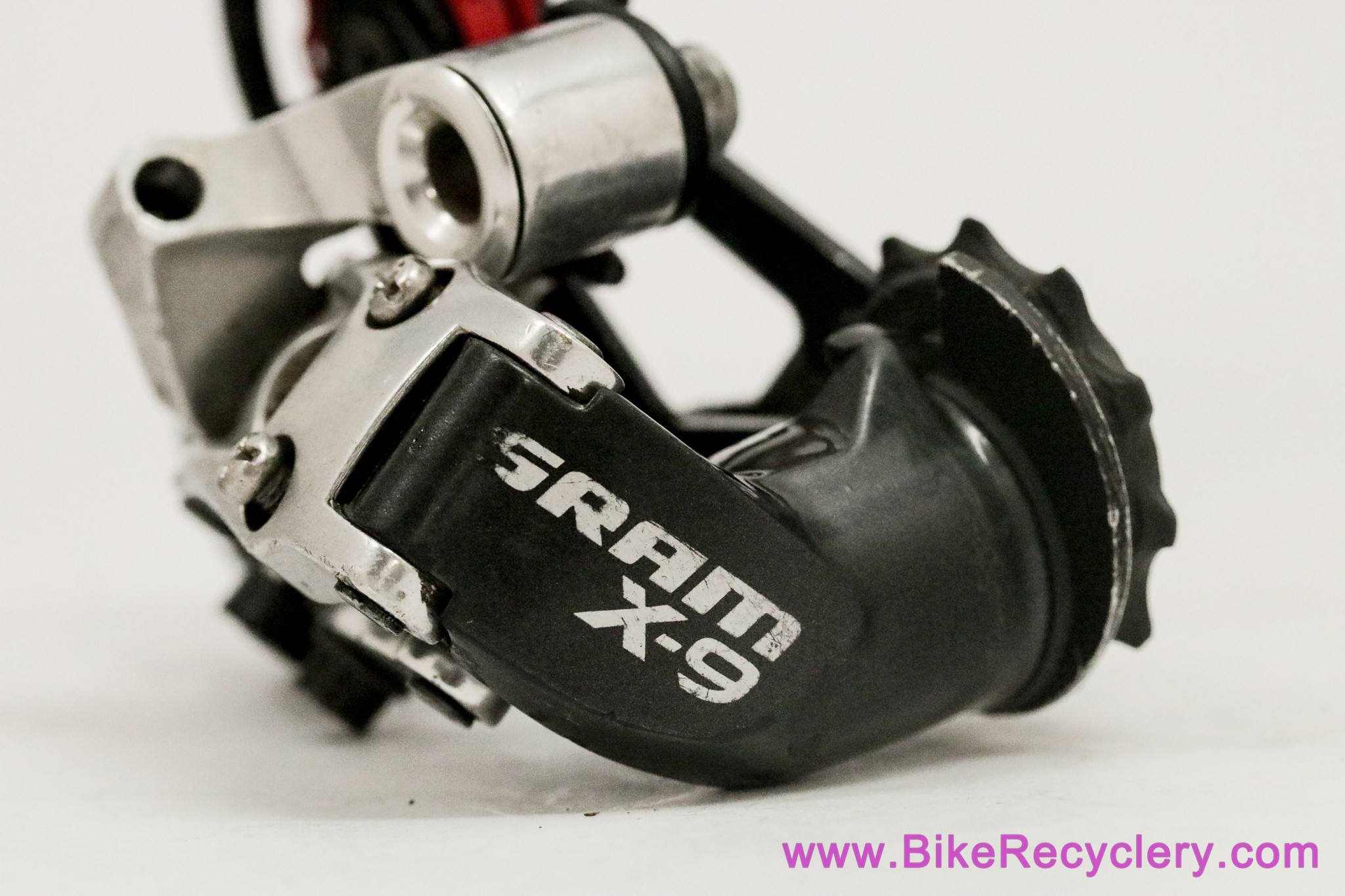 SRAM X9 Rear Derailleur: 9s / 10s - Mid Cage - Silver/Black w/ Red Pulley