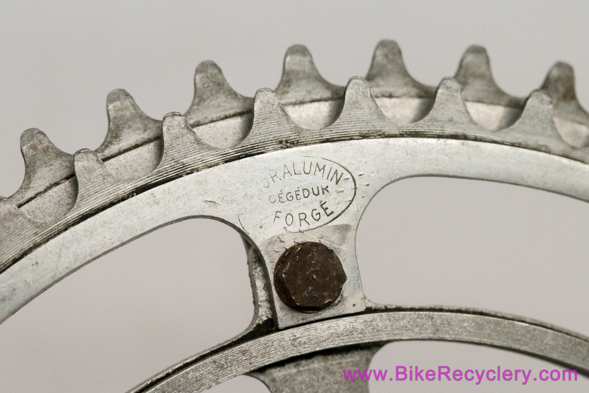 Early TA Pro 5 Vis Ref 2175 Double Chainring Set: 175 Professional Adapter + 52t / 49t - 1940's 1950's (EXC)