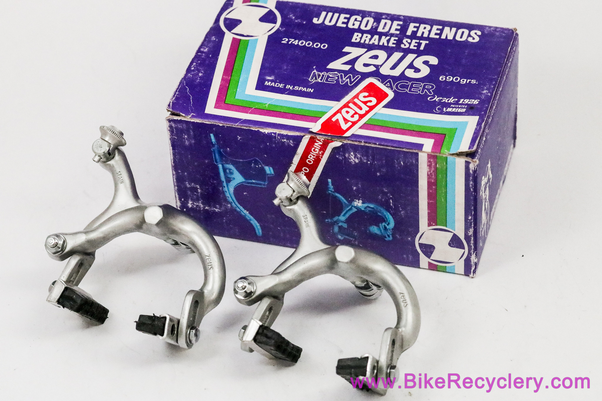NIB/NOS Zeus New Racer Brakeset: Nutted - 55/40mm Standard Reach - Silver