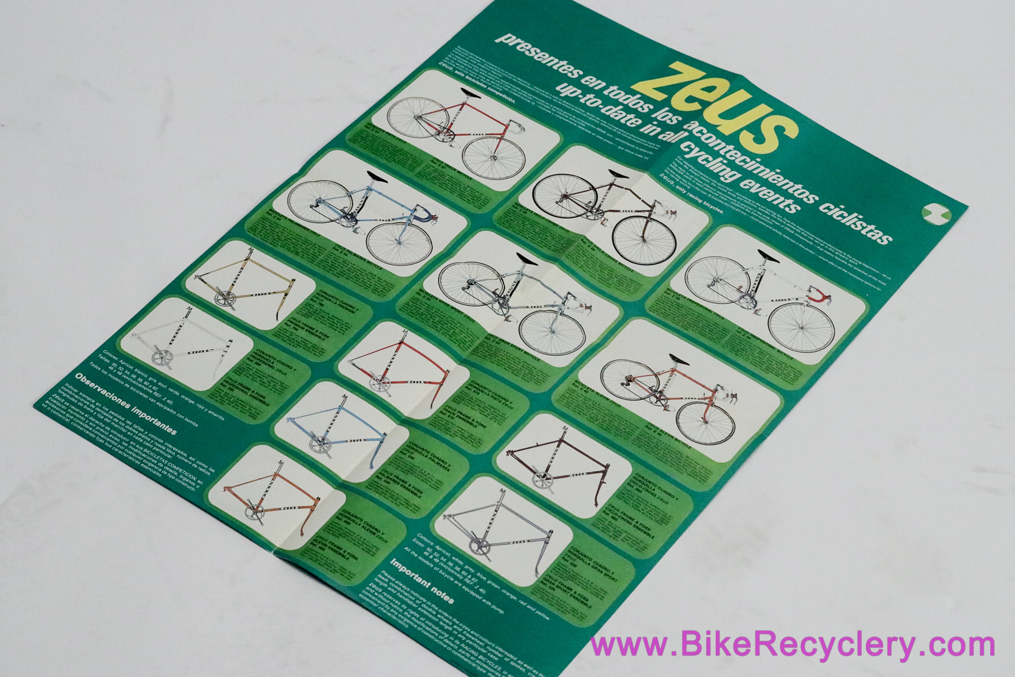 Premium Zeus Ref. Z 79 Poster / Bikes Catalog: 24x17" - Rare (Near Mint+)