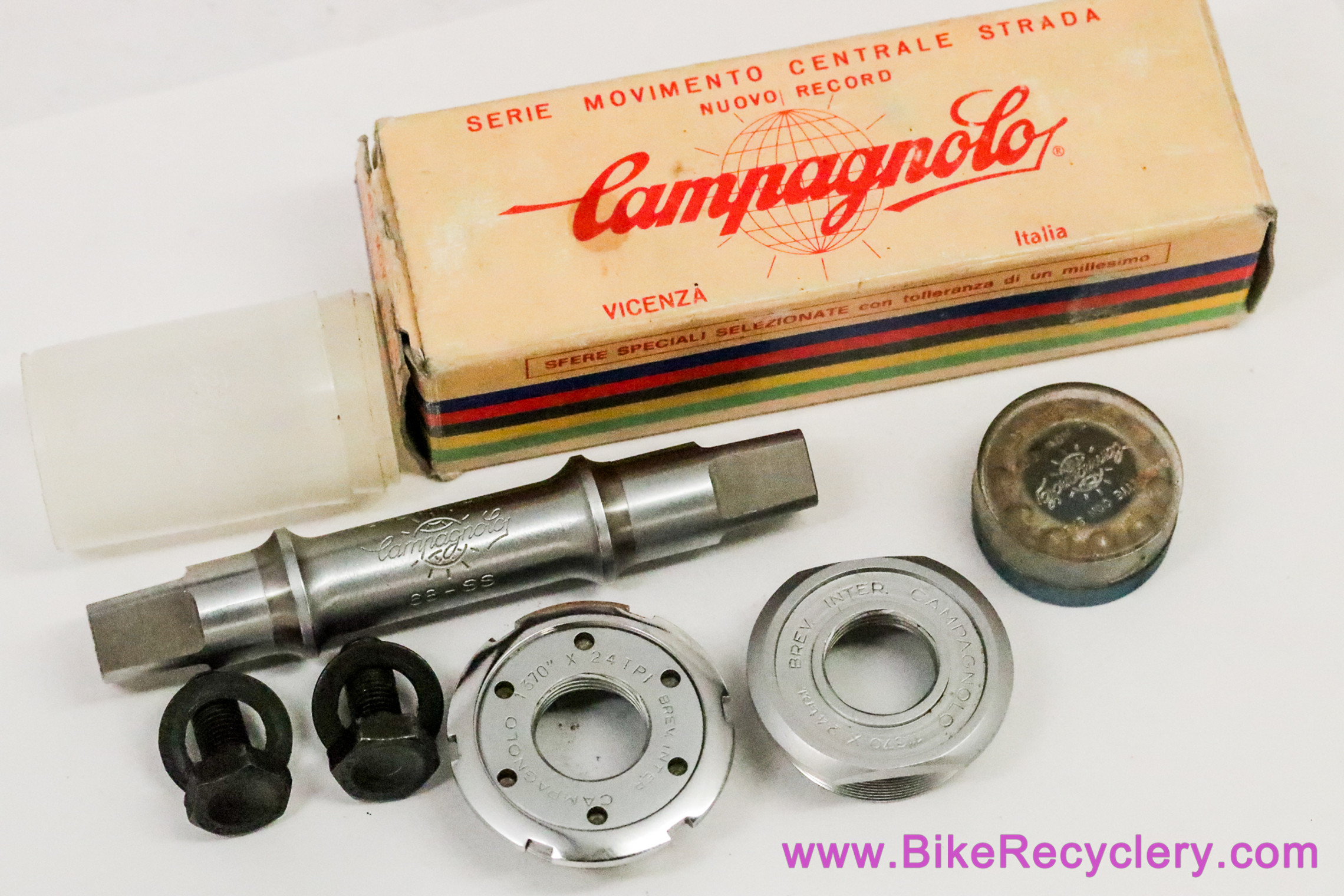 NIB/NOS Campagnolo Nuovo Record #1046/A Bottom Bracket: 114.5mm X 68mm English (Take off)