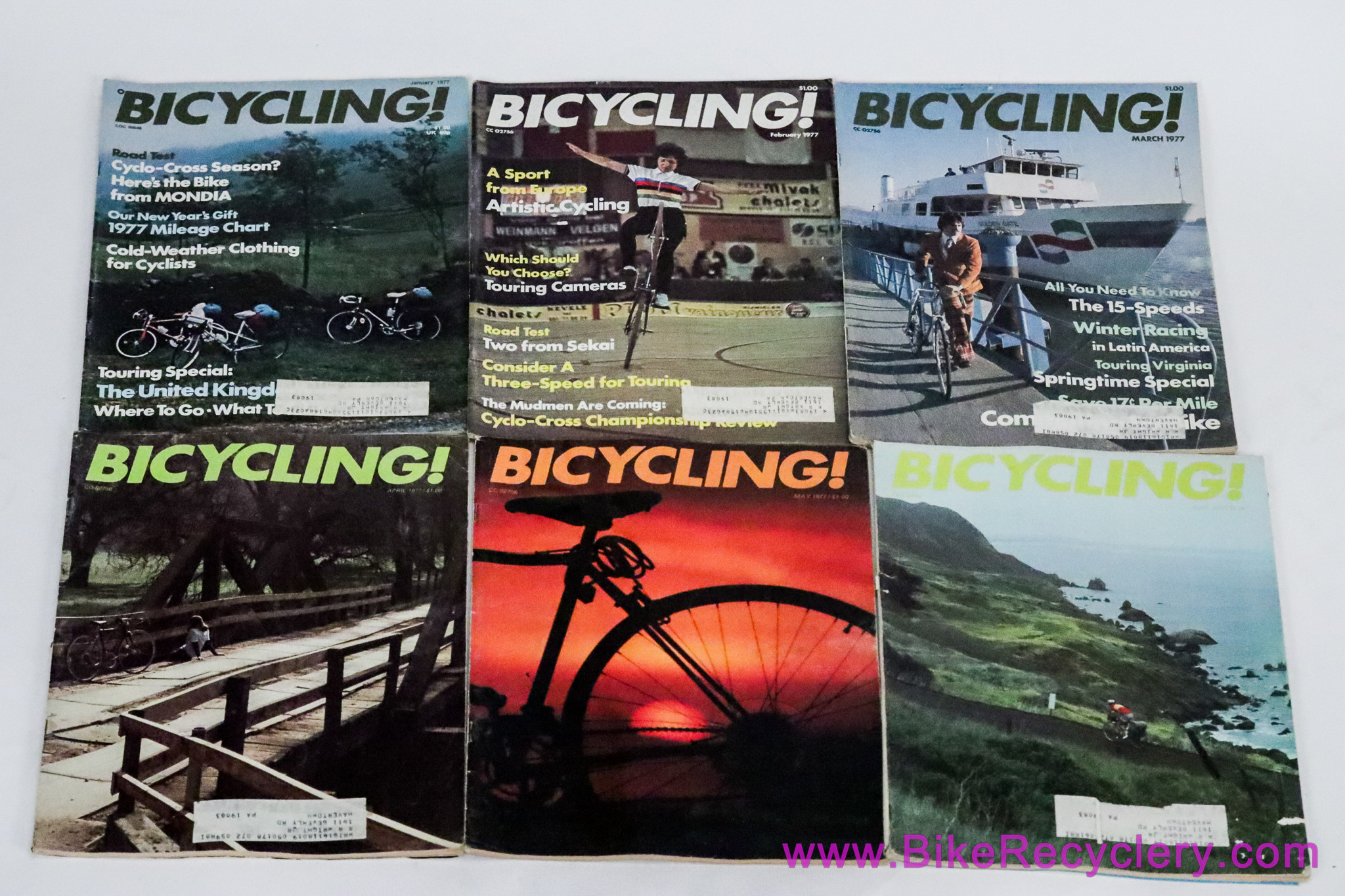 1977 Bicycling Magazine: Complete Year Set 12 Issues