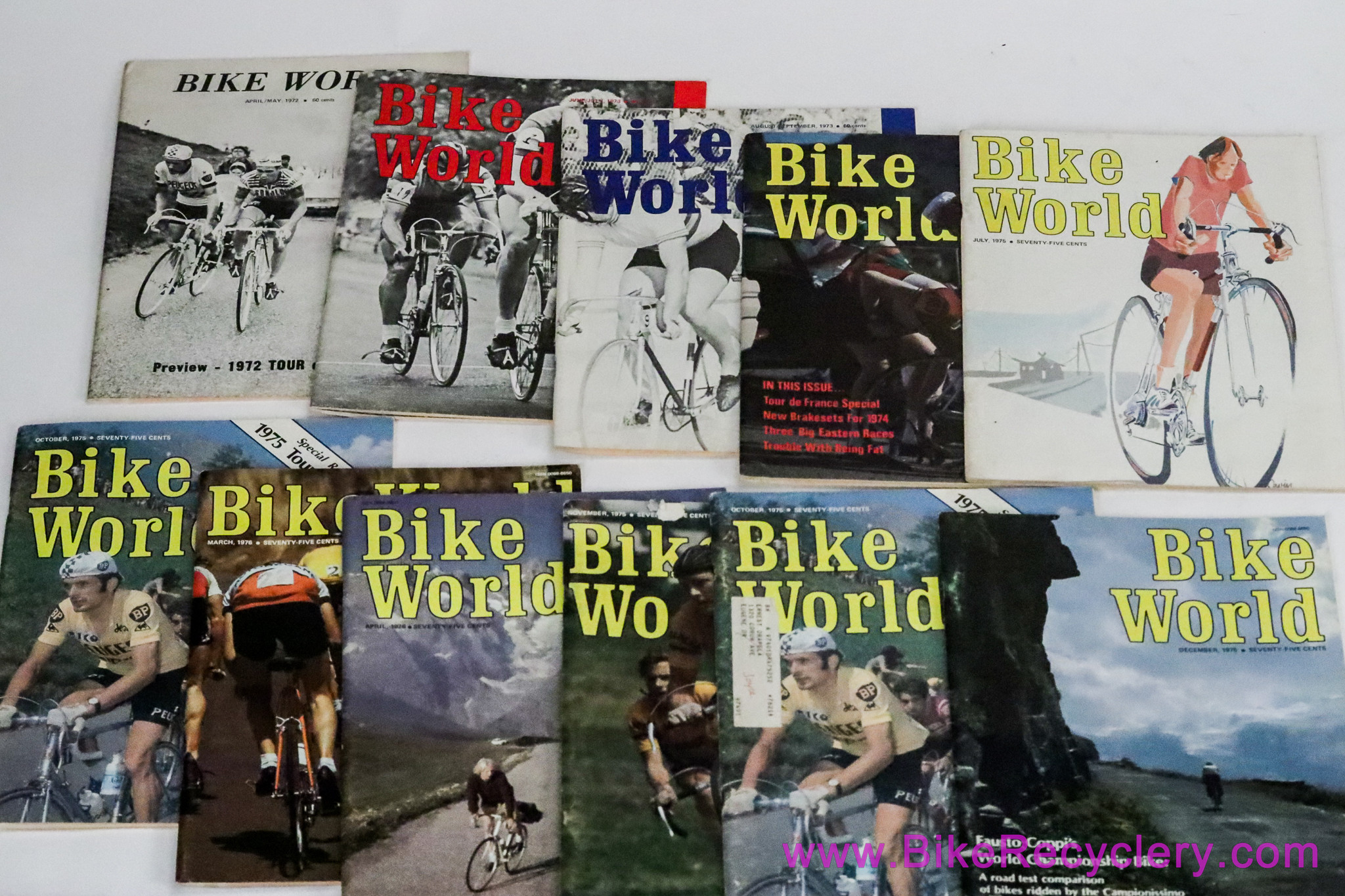 Bike World Magazine Lot: 11 Issues - Vintage 1970's (1972, 1973, 1974, 1975, 1976)